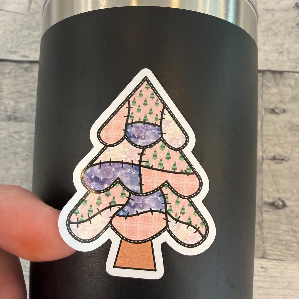 Patchwork Christmas Tree Stickers (set of 12)