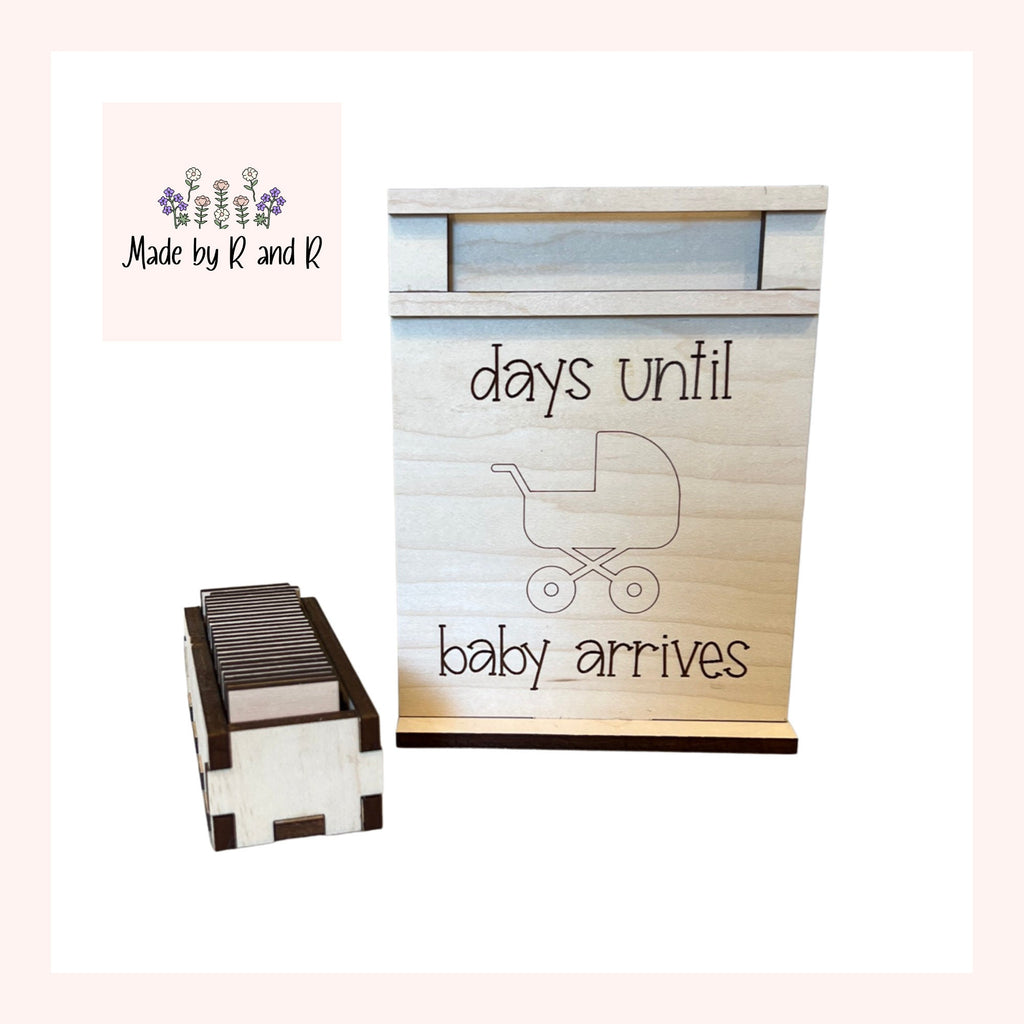 Days Until Baby Arrives Wood Countdown