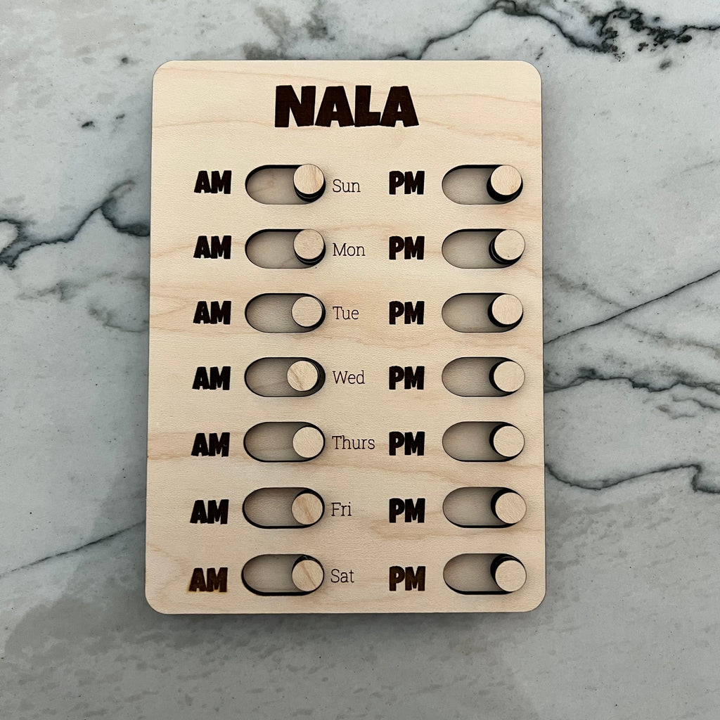 Wood Customizable Weekly AM PM Checklist