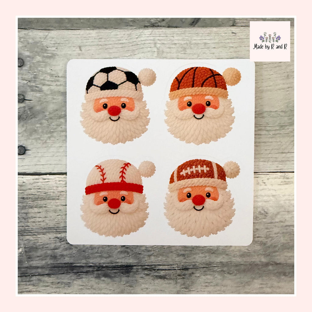 Knit Santa Sport Stickers (set of 4)