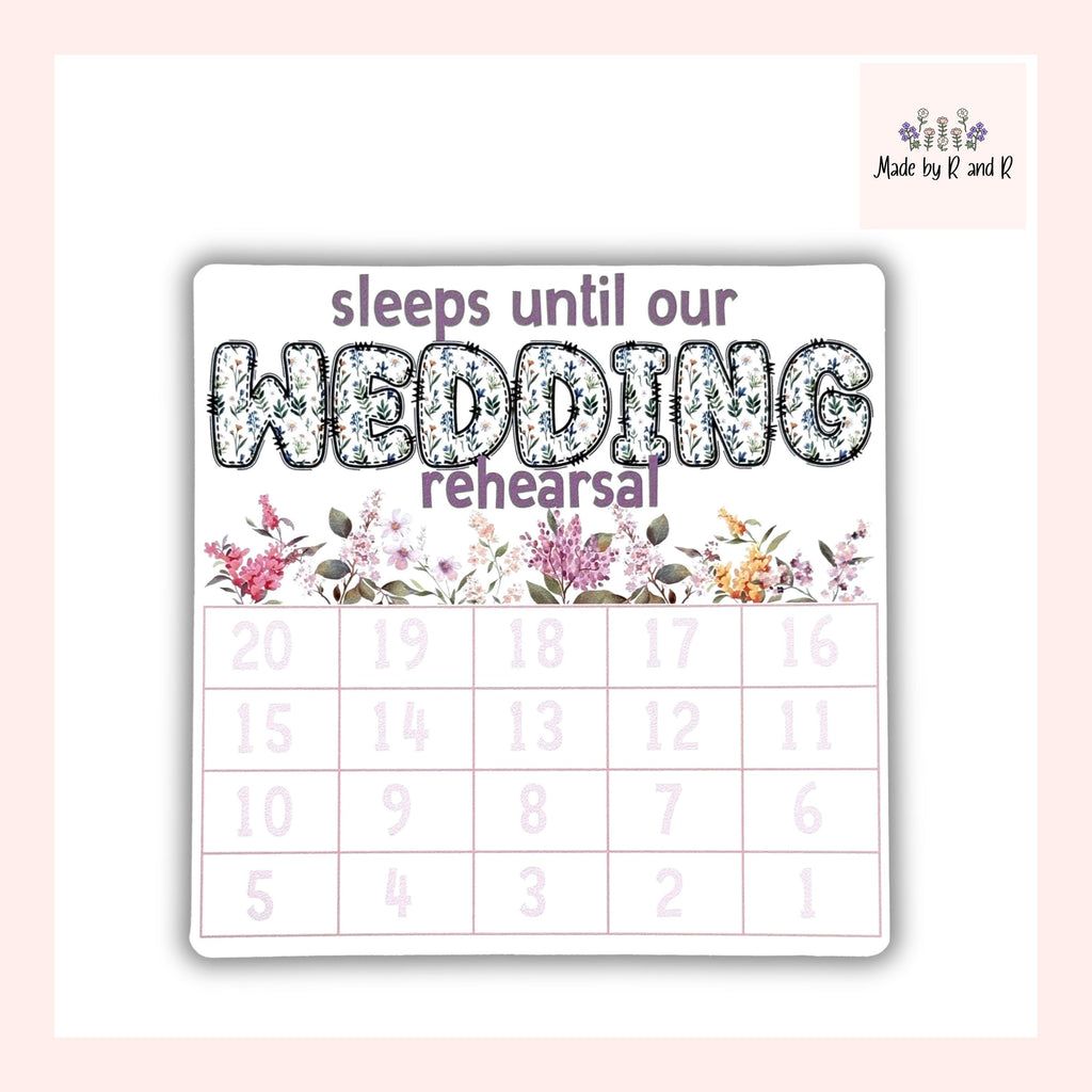 Sleeps Until Our Wedding Rehearsal Small Countdown Sticker