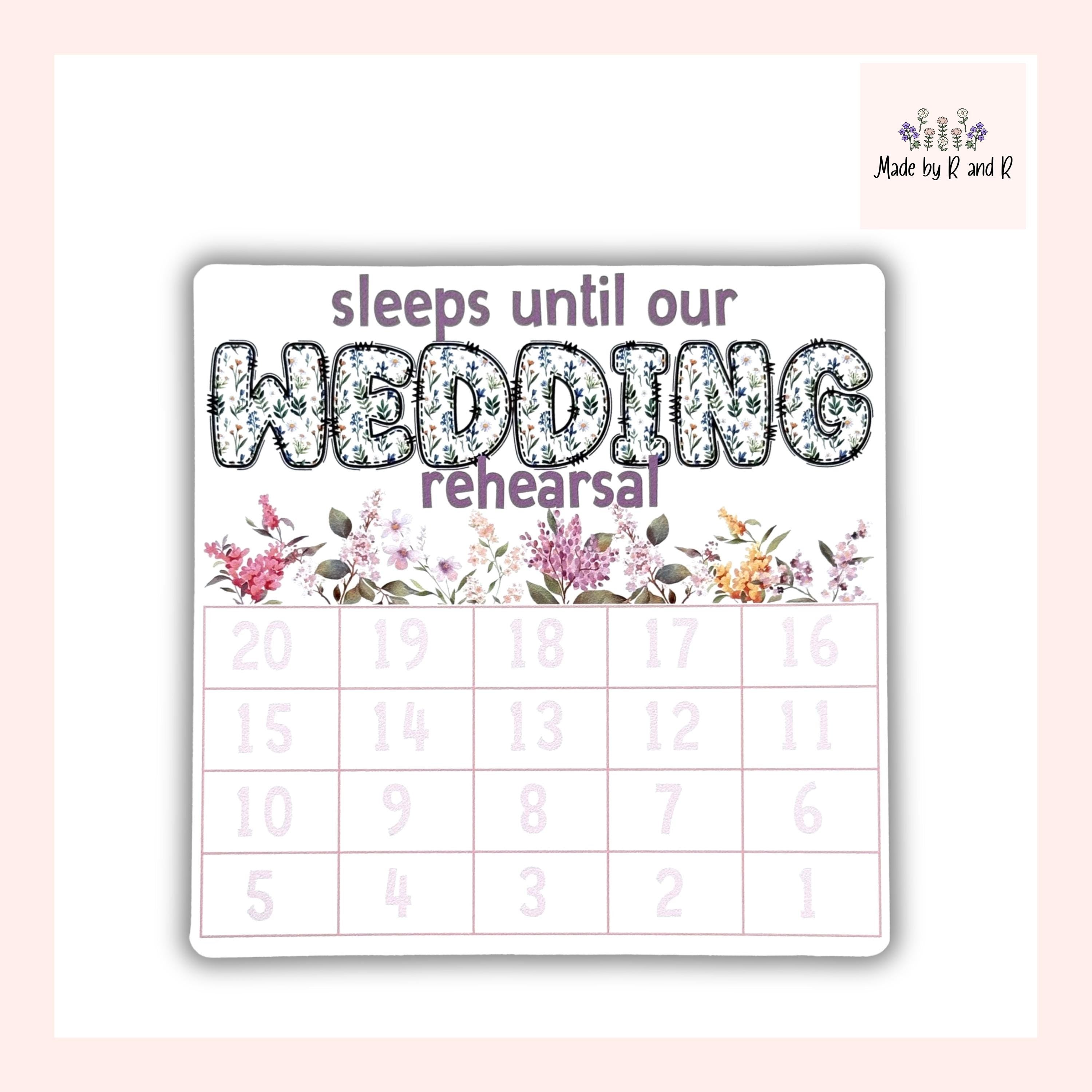 Sleeps Until Our Wedding Rehearsal Small Countdown Sticker