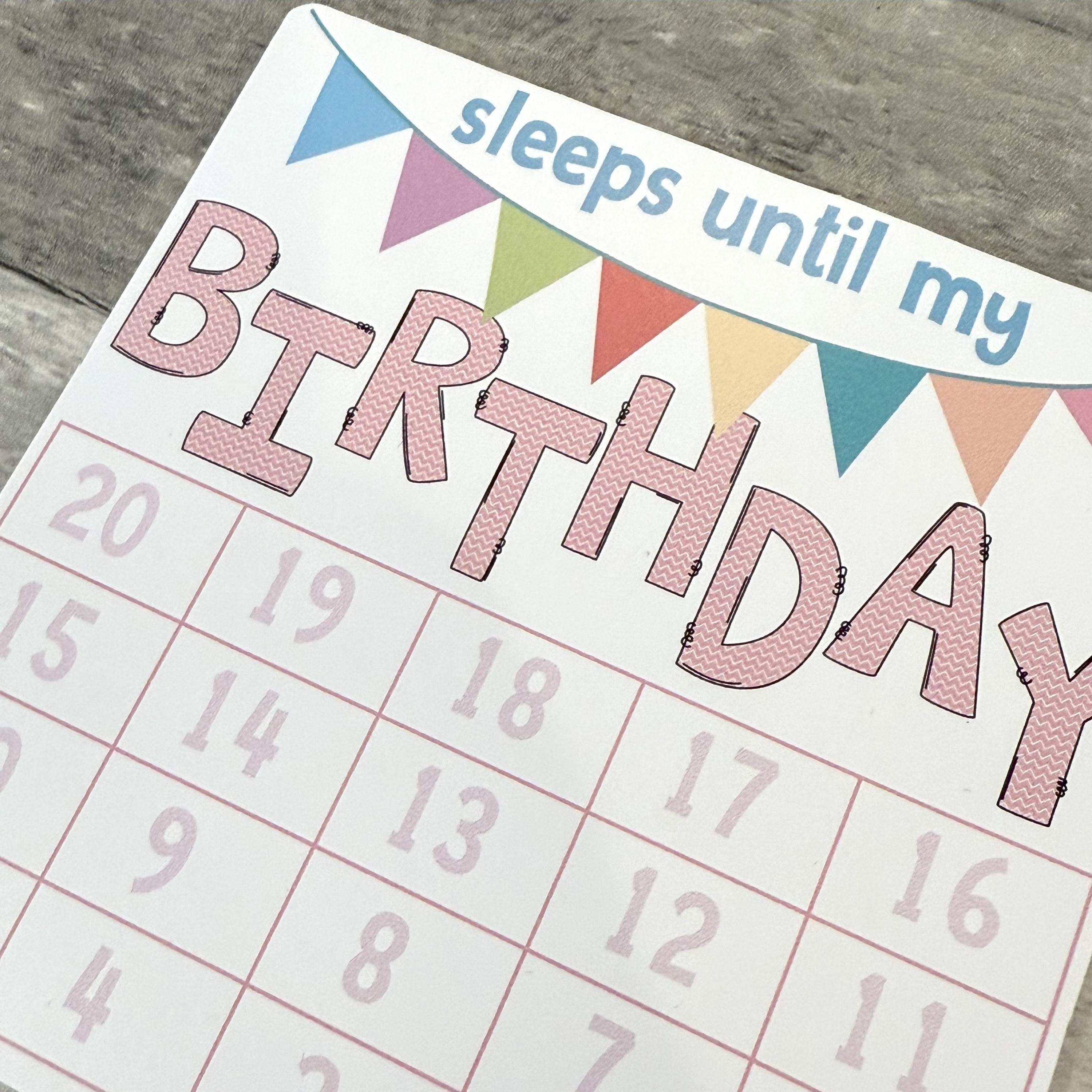 Sleeps Until My Birthday Small Countdown Sticker