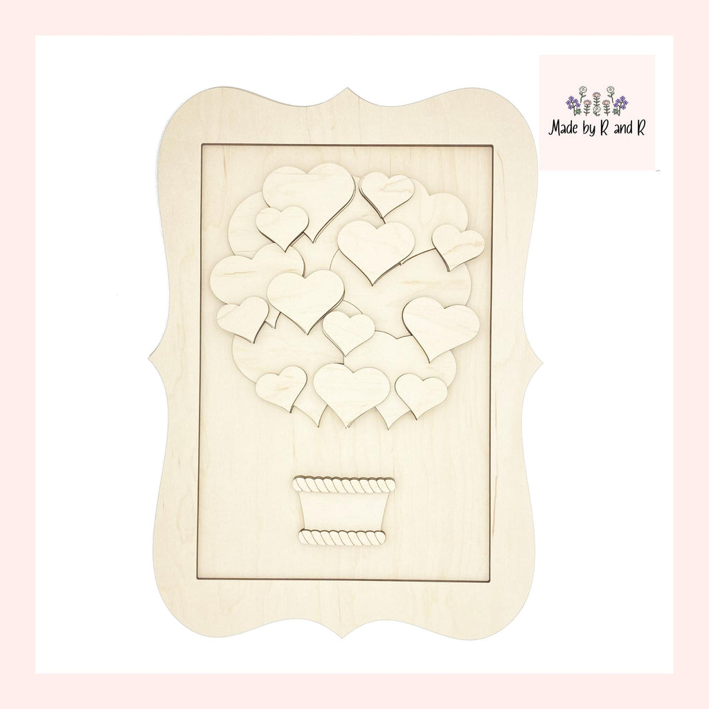 Heart Air Balloon Wood Cut Outs