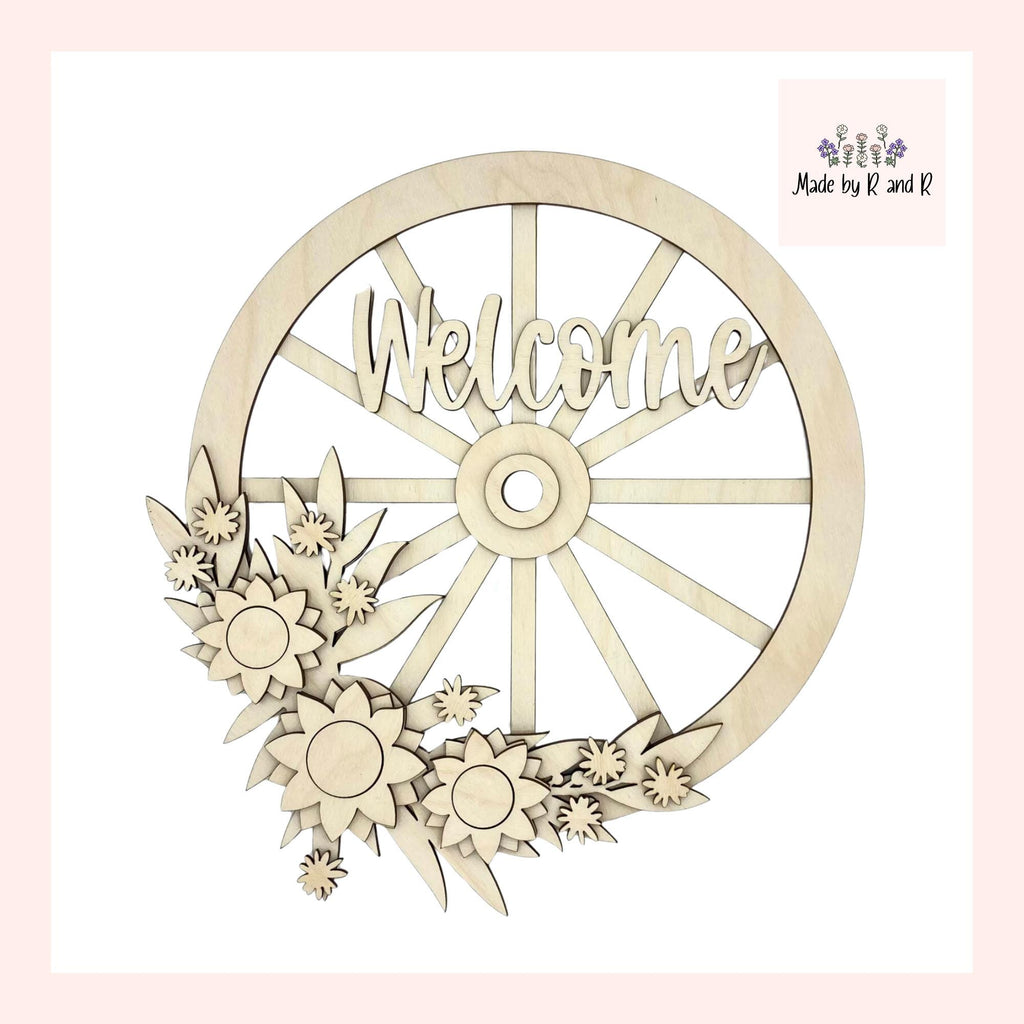 Wagon Wheel Welcome Sign Wood Cut Outs