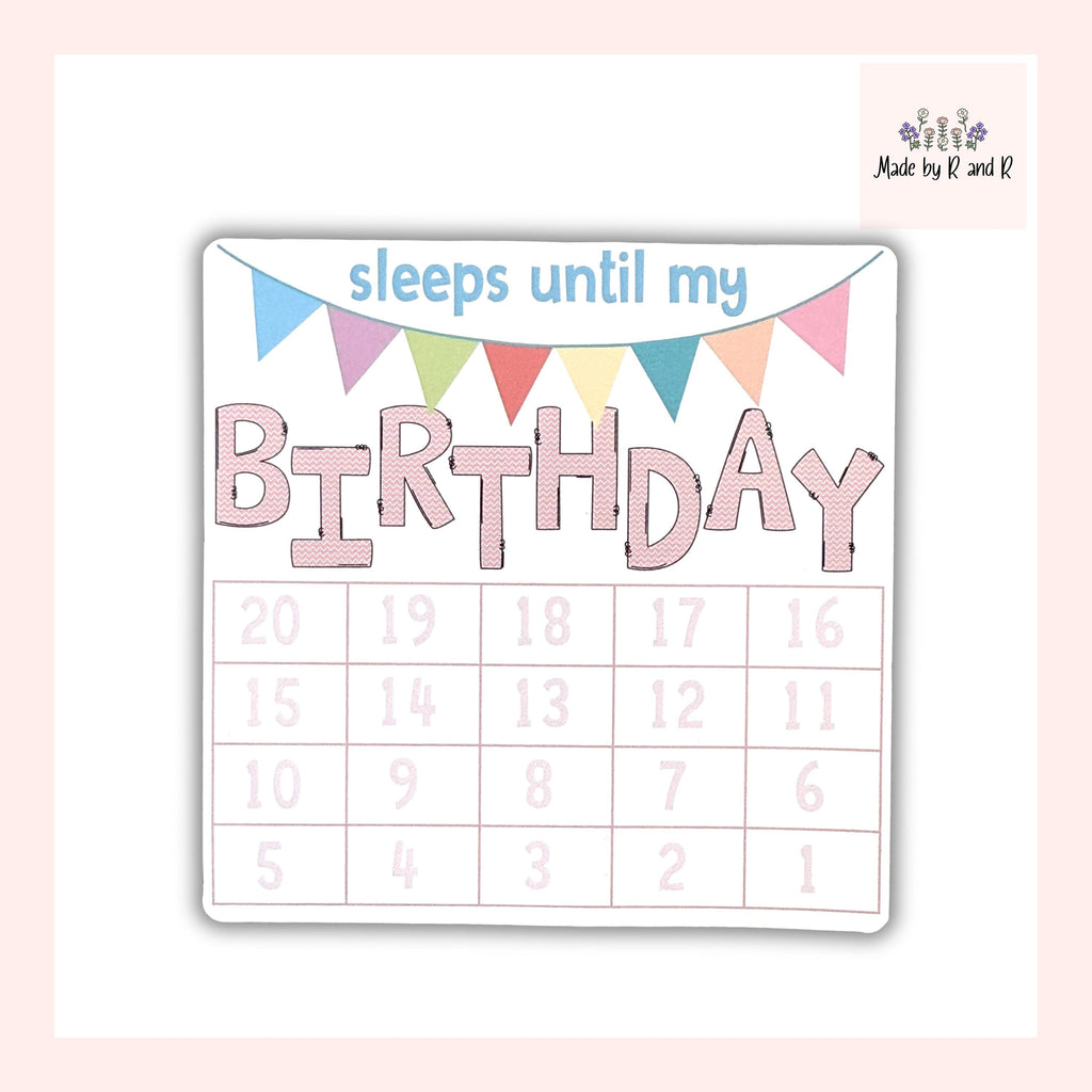 Sleeps Until My Birthday Small Countdown Sticker