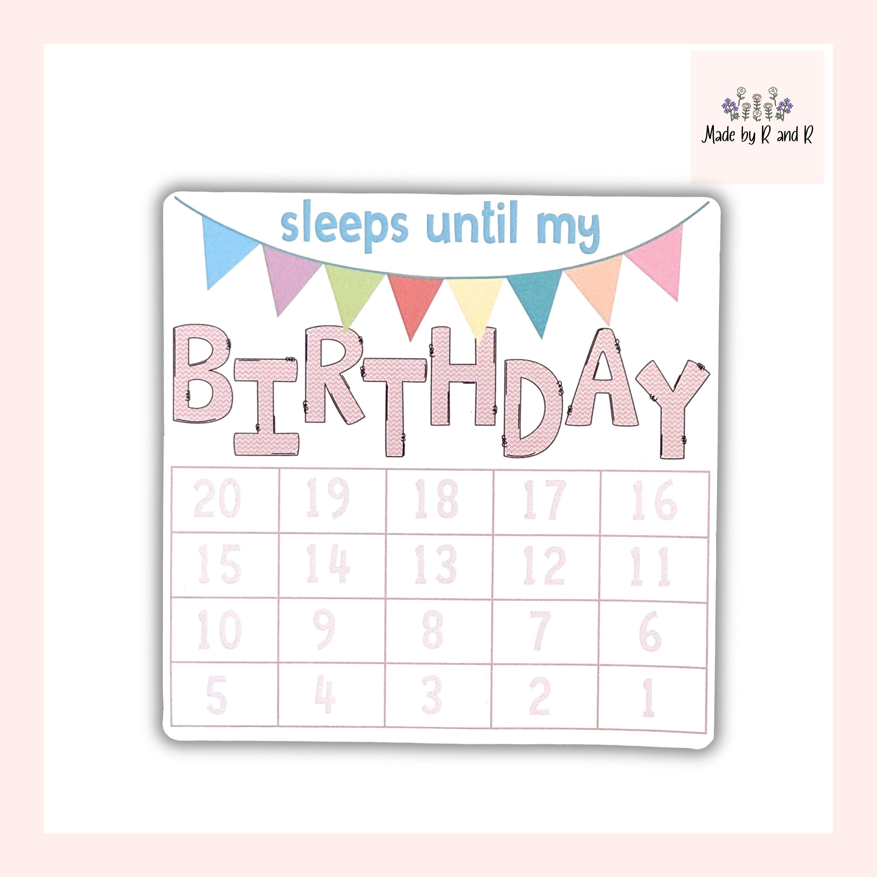 Sleeps Until My Birthday Small Countdown Sticker