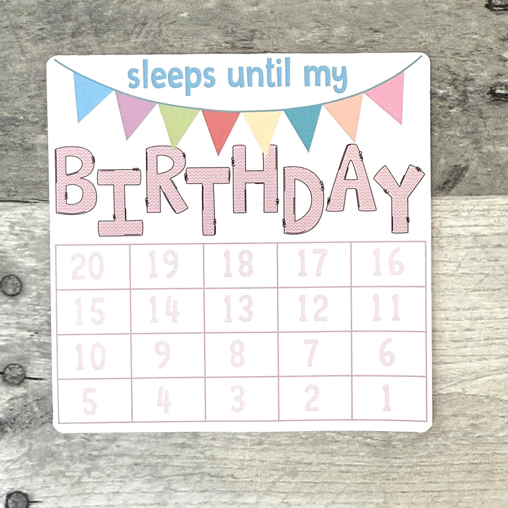 Sleeps Until My Birthday Small Countdown Sticker
