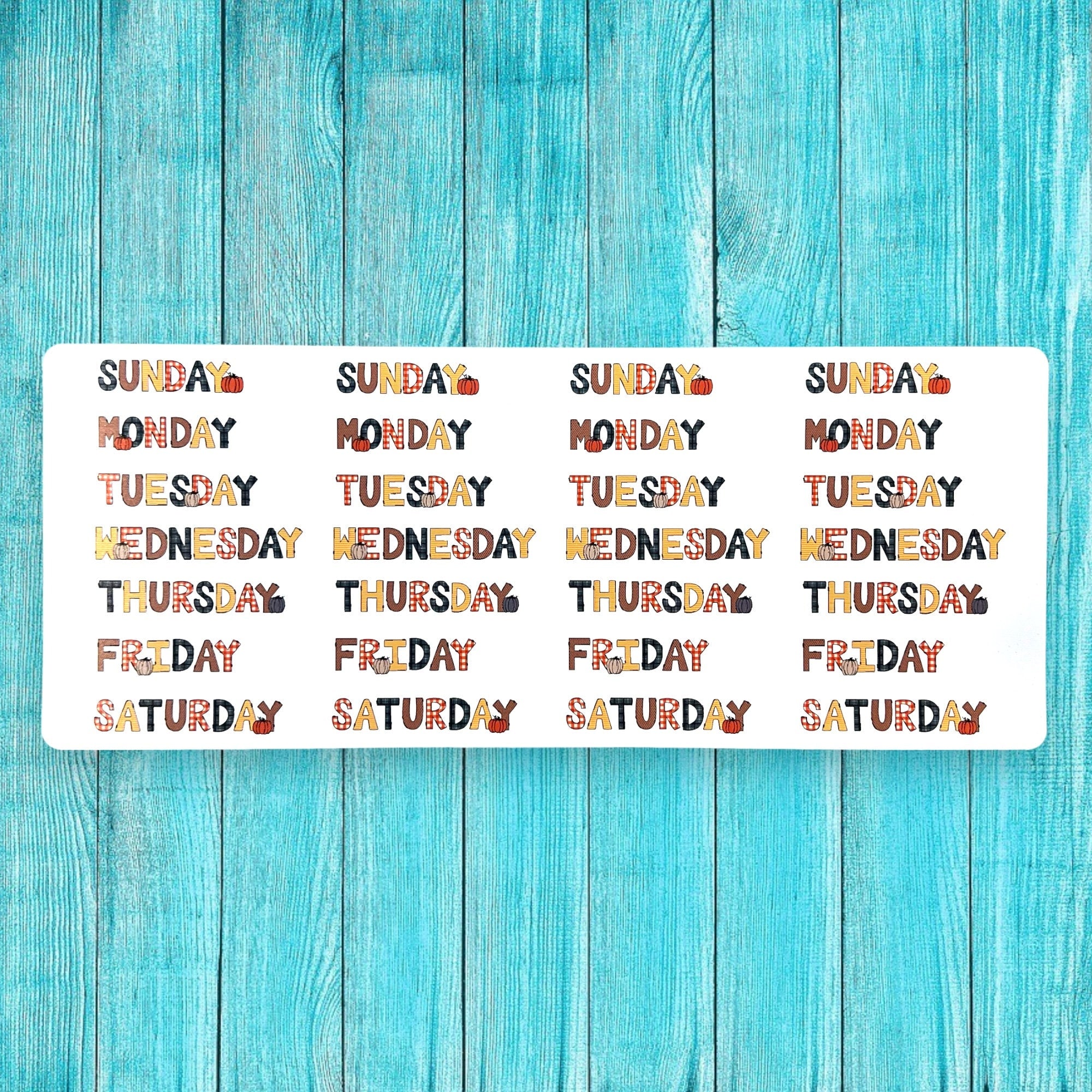 Fall Days of the Week Planner Stickers
