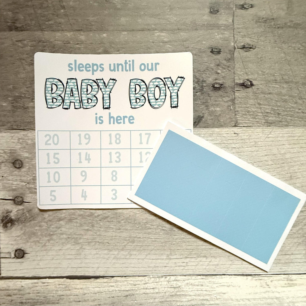 Sleeps Until Our Baby Boy Is Here Small Countdown Sticker