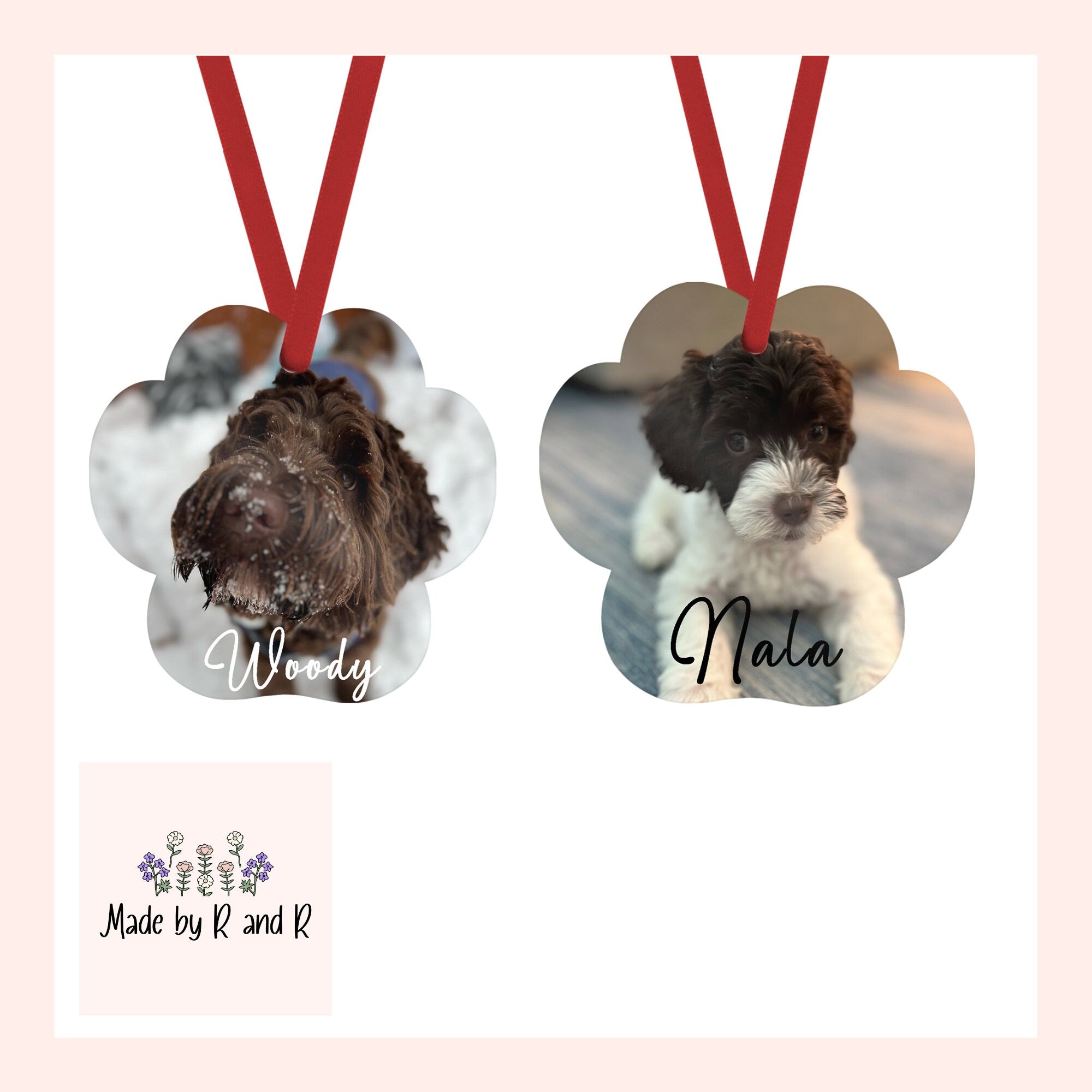 Custom Paw Print Two-Sided Christmas Photo Ornament