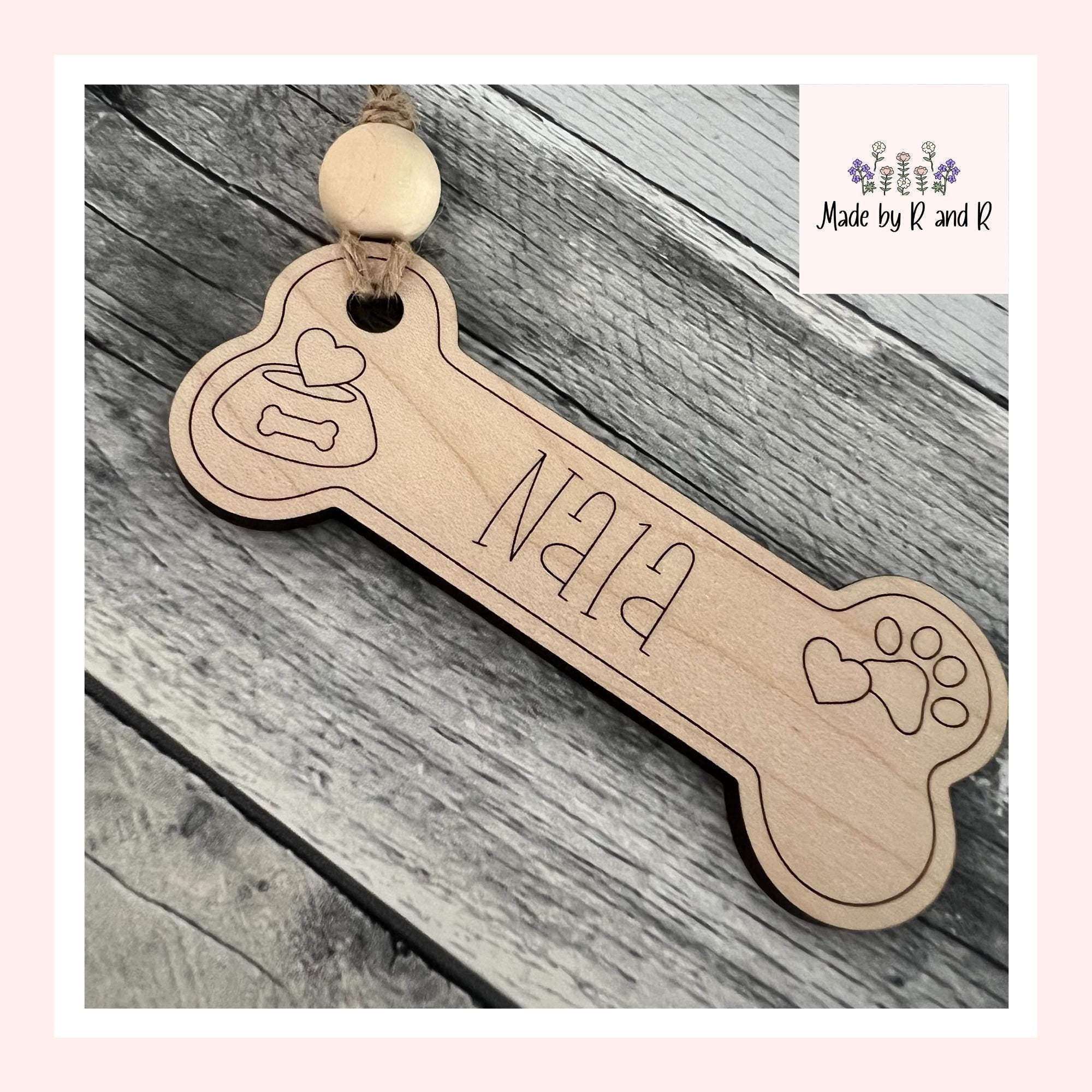 Custom Dog Bone Wood Ornament