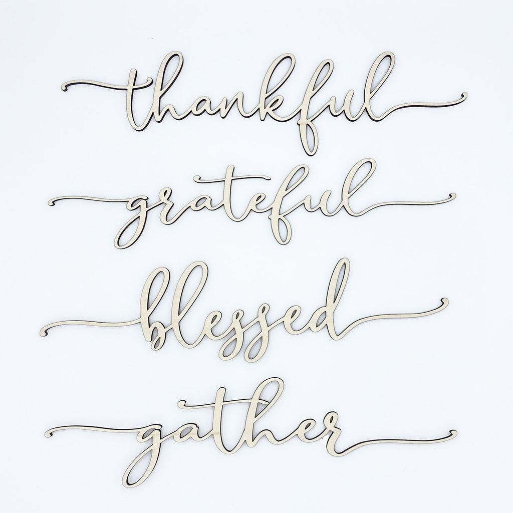Thanksgiving Place Setting Wood Words (Set of 4)