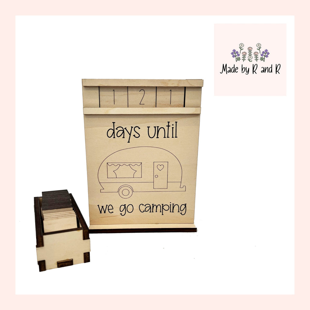 Days Until We Go Camping Wood Countdown