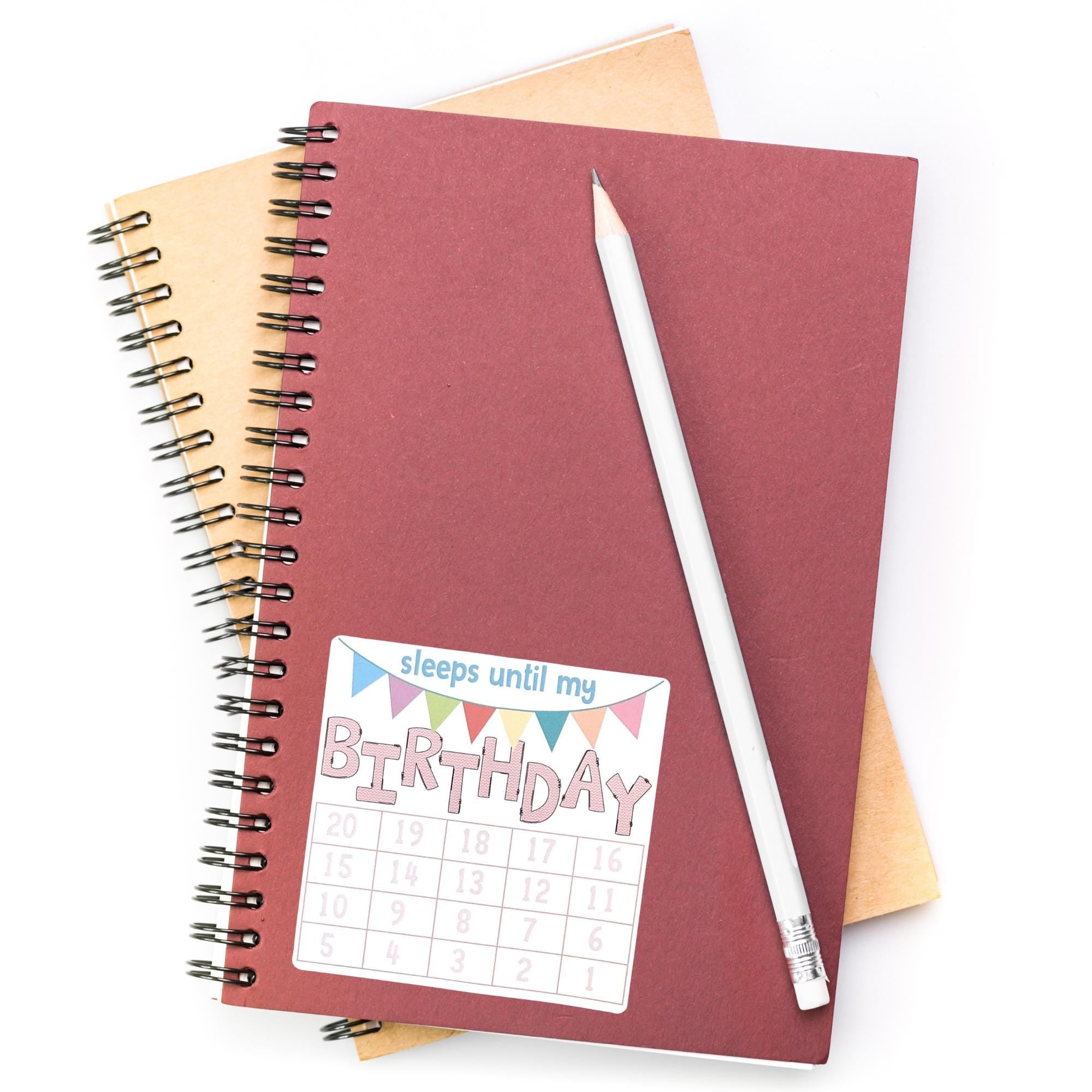 Sleeps Until My Birthday Small Countdown Sticker