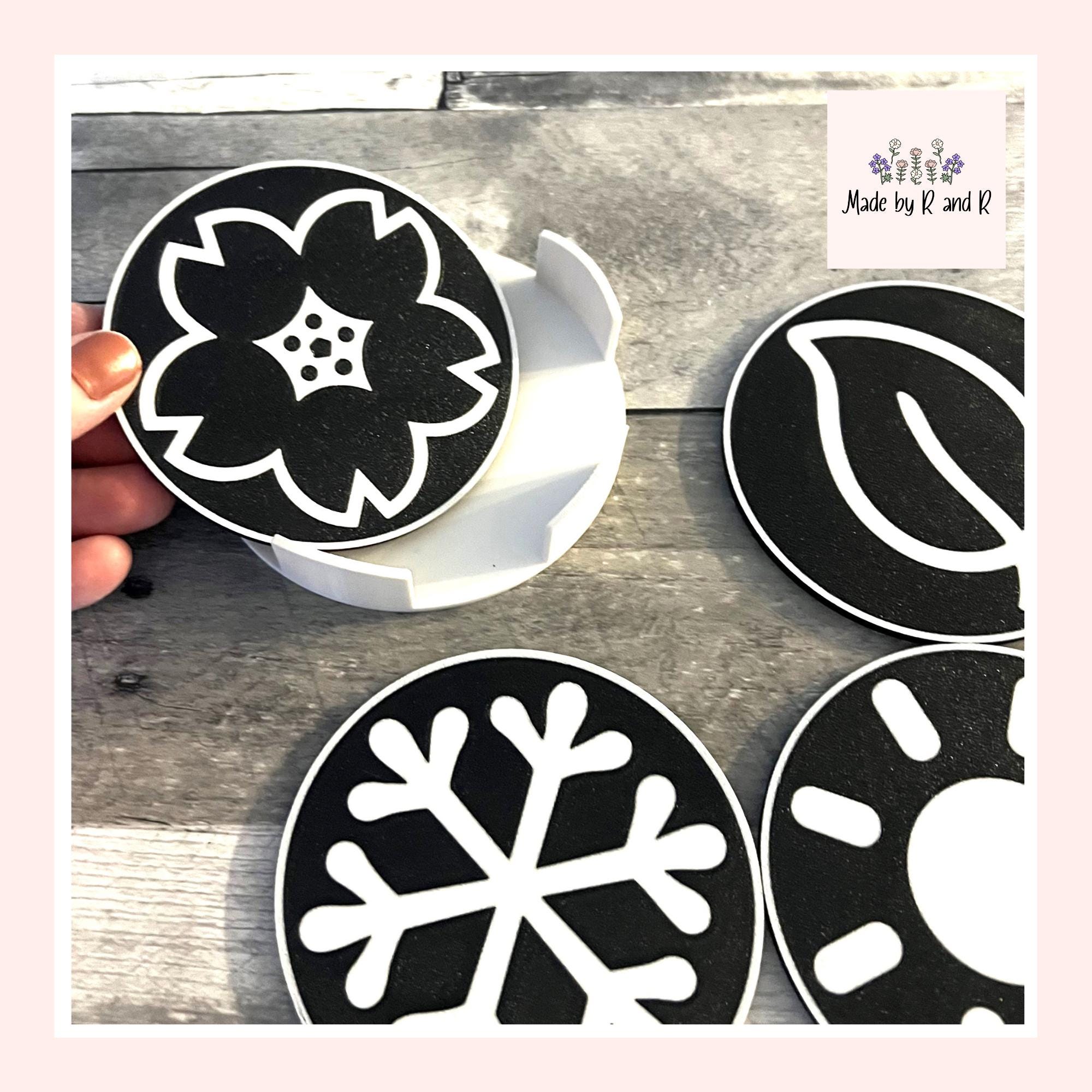 Season Coasters (set of 4) and Holder