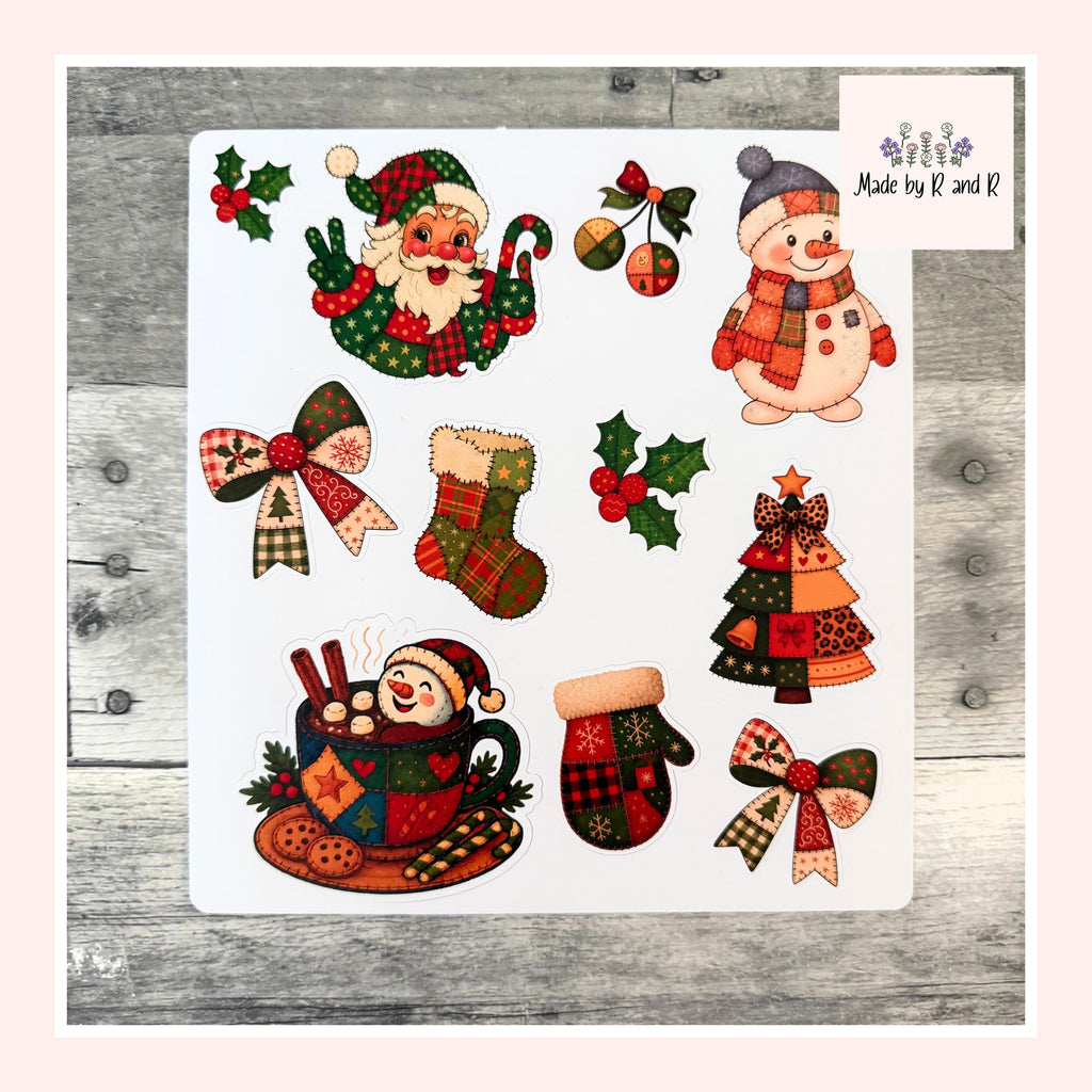Bold Patchwork Christmas Stickers (set of 11)