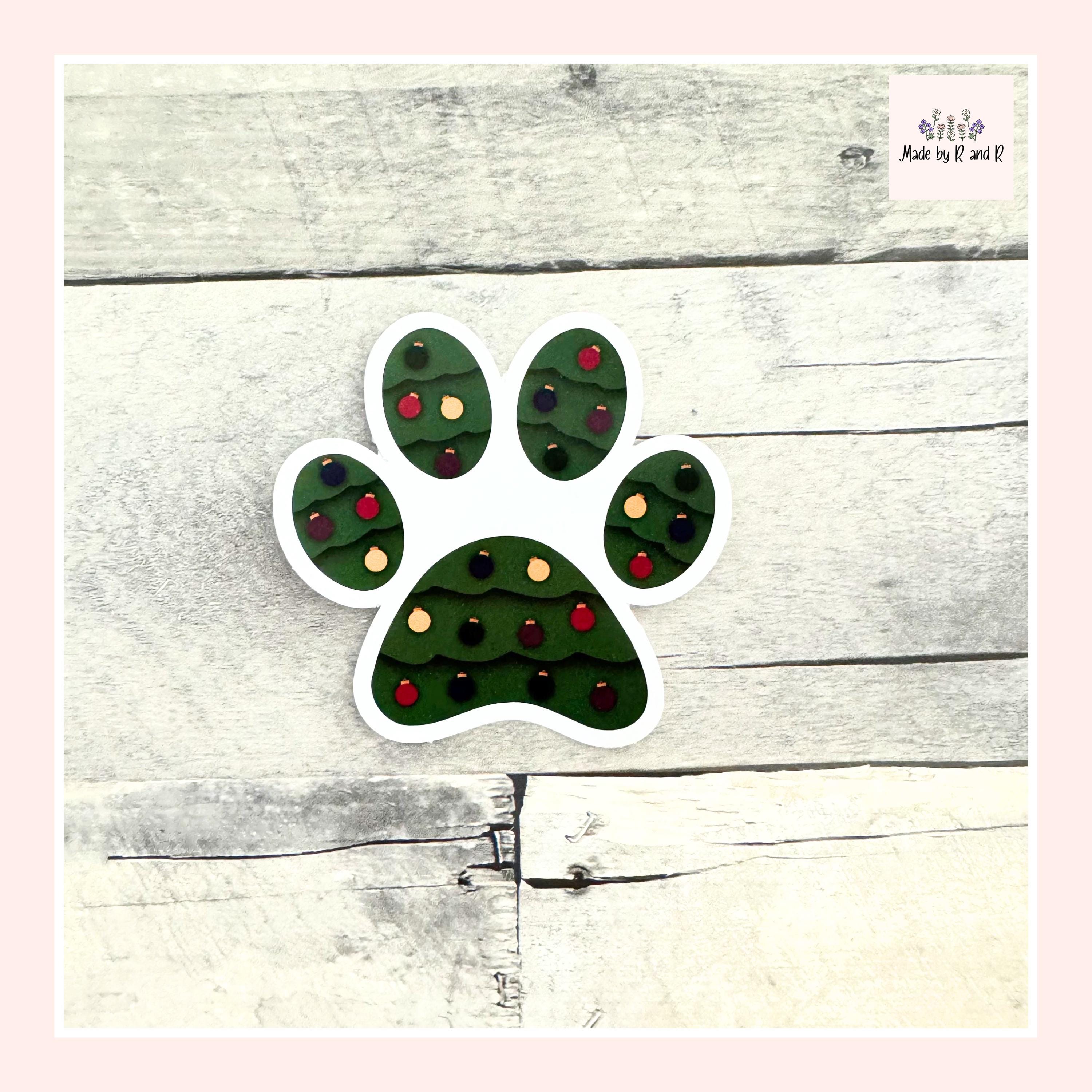 Christmas Tree Paw Print Sticker