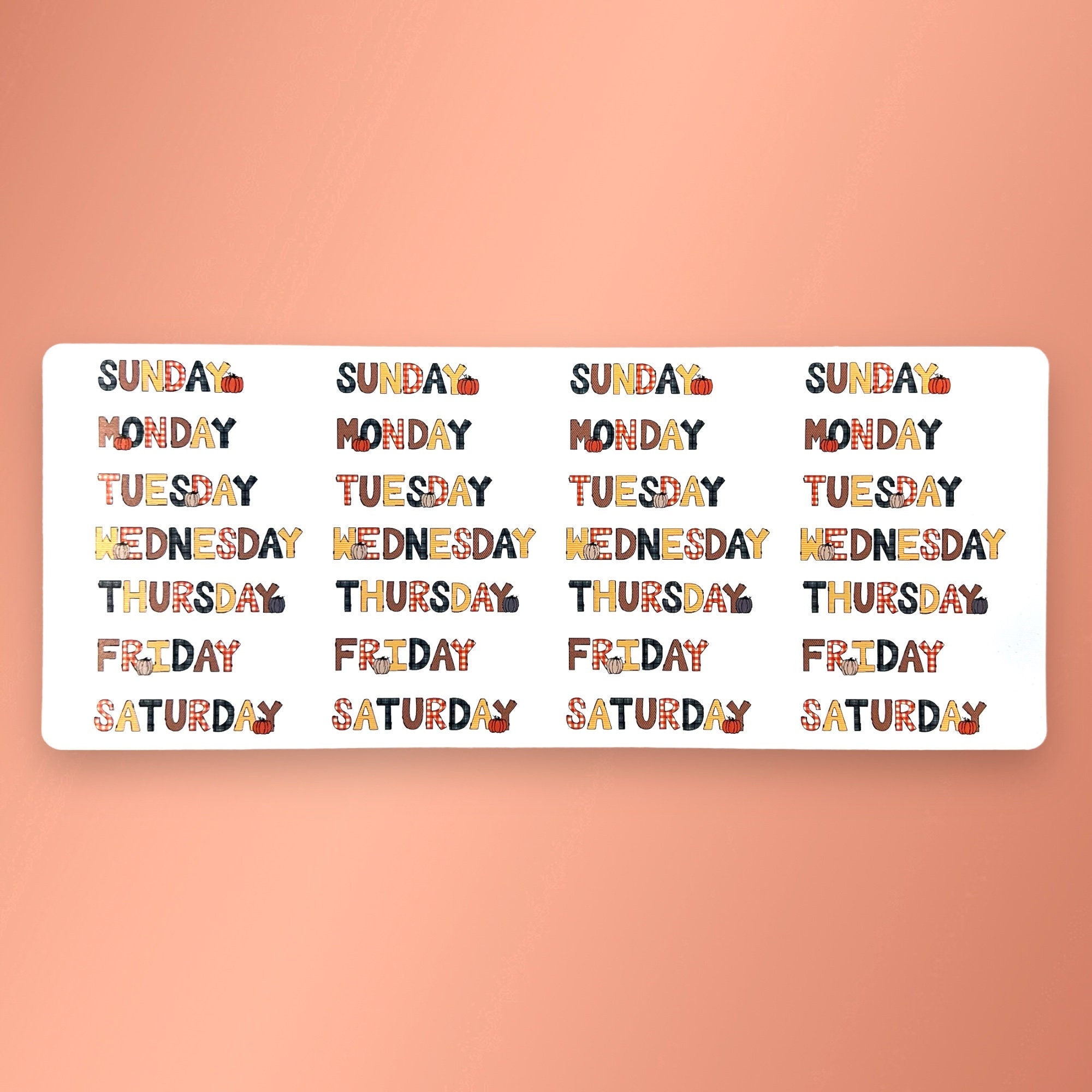 Fall Days of the Week Planner Stickers