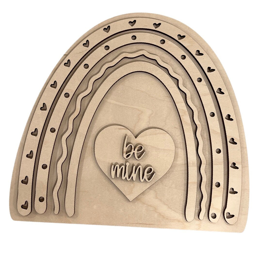 Valentine Boho Rainbow Wood Cut Outs