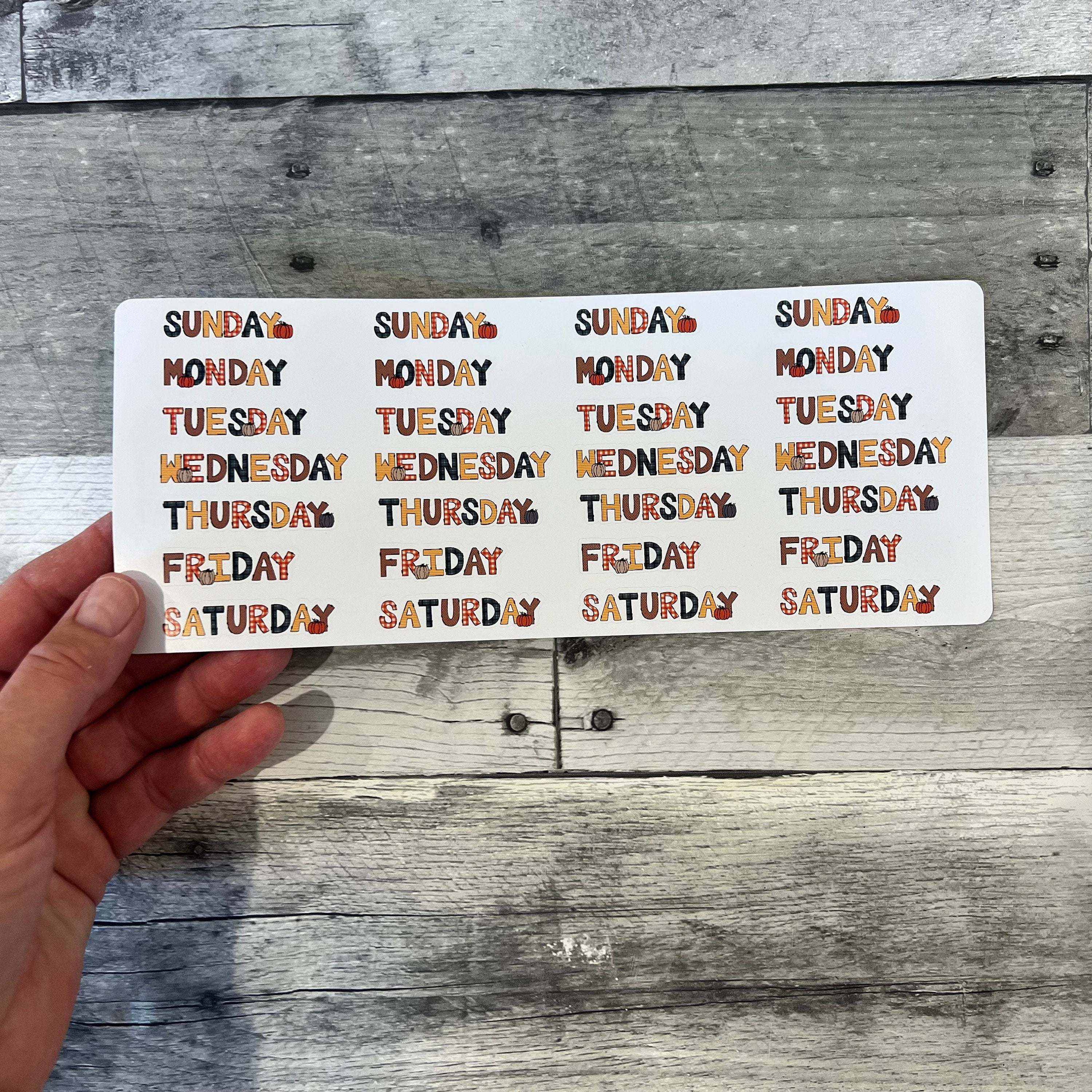 Fall Days of the Week Planner Stickers