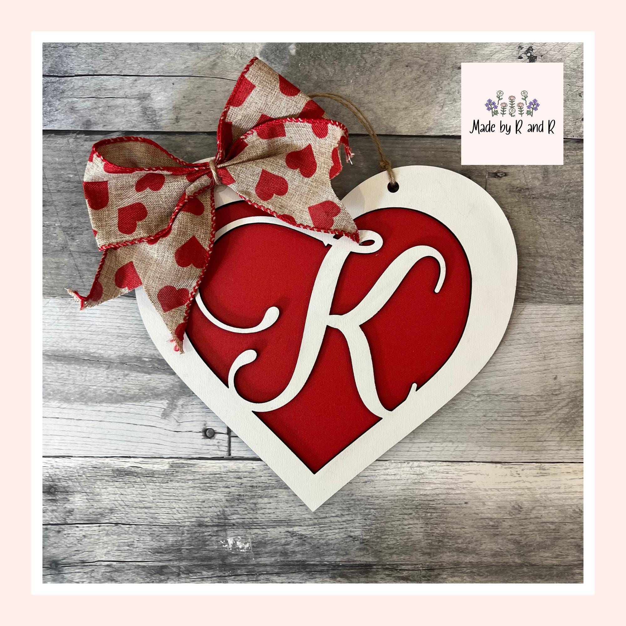 Monogram Heart Wood Sign