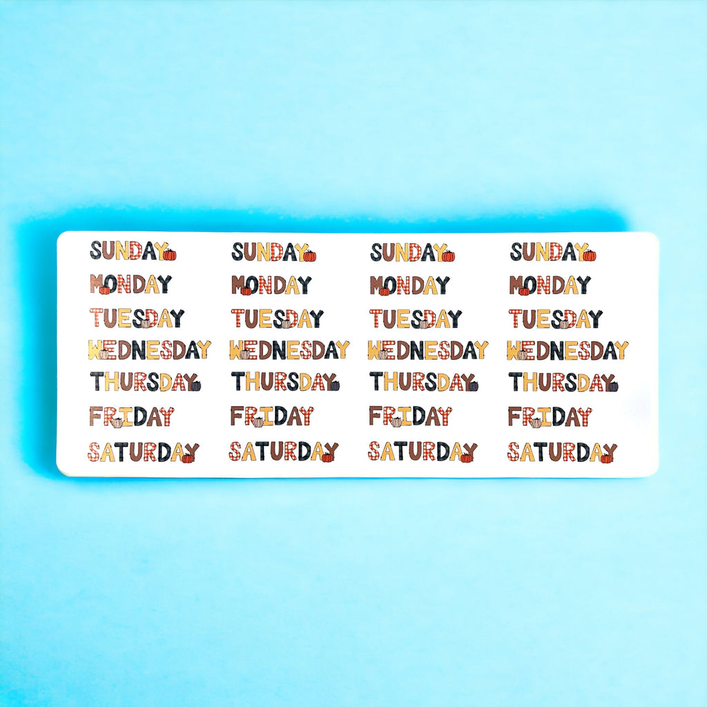 Fall Days of the Week Planner Stickers