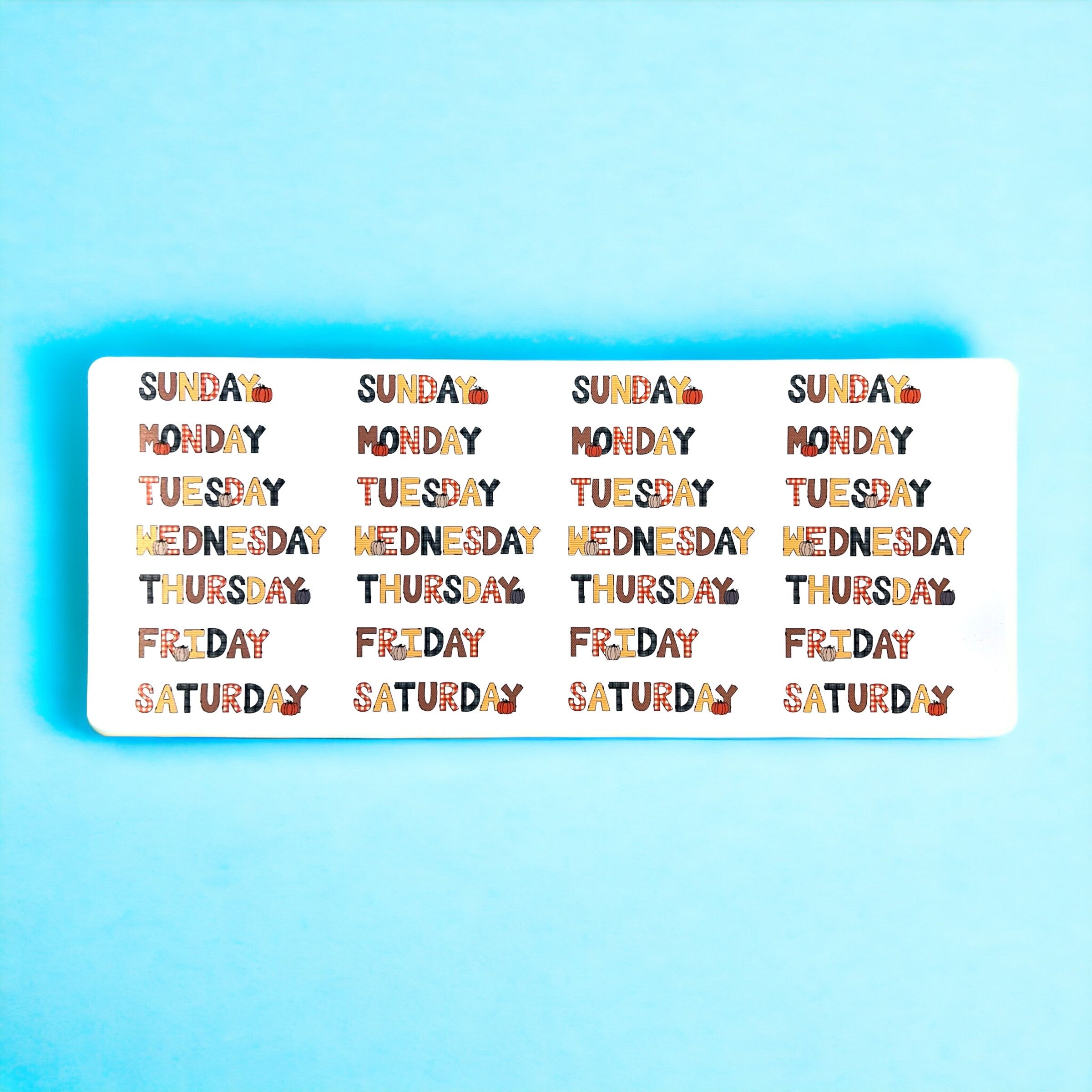Fall Days of the Week Planner Stickers