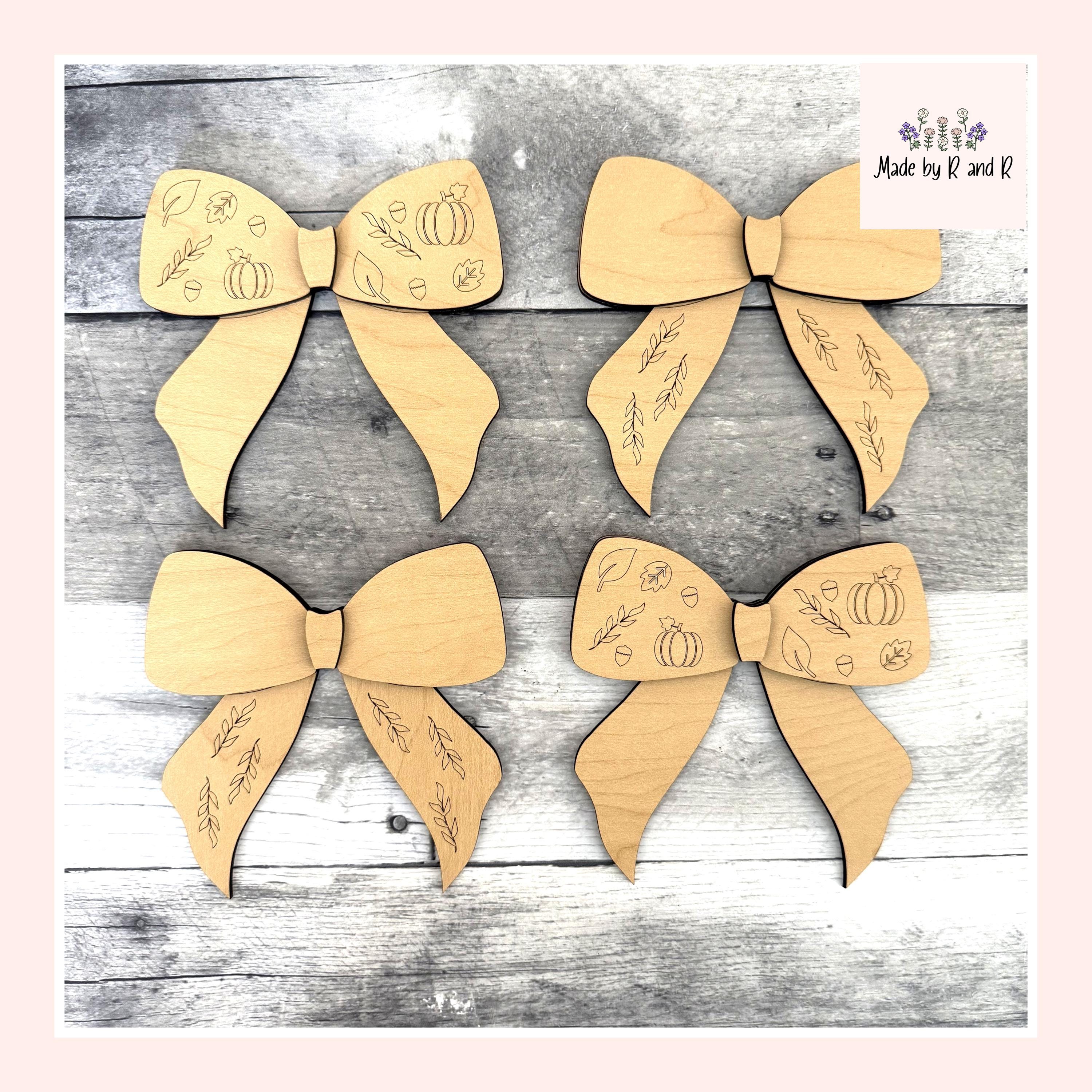 Fall Place Setting Wood Bows (Set of 4)