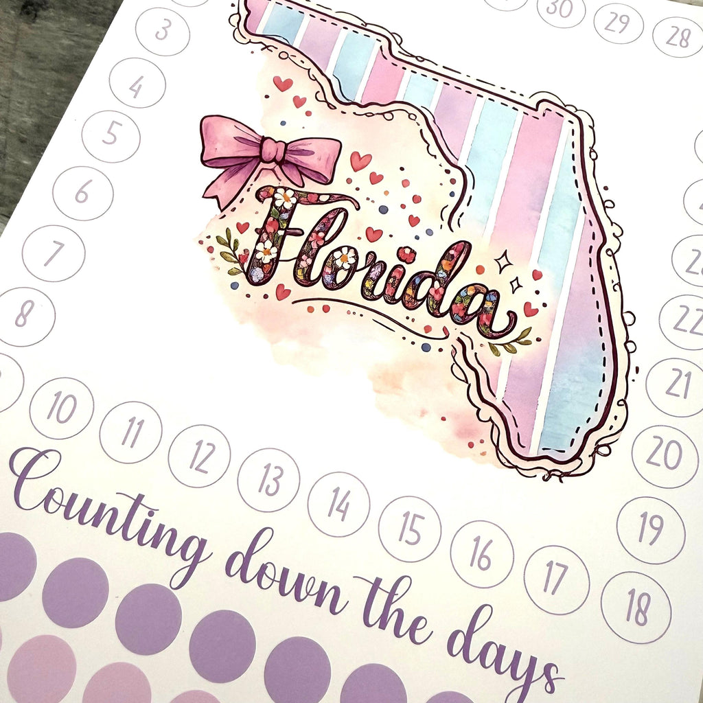 State Travel Countdown Activity Sticker (Choose One) From Made By R And R