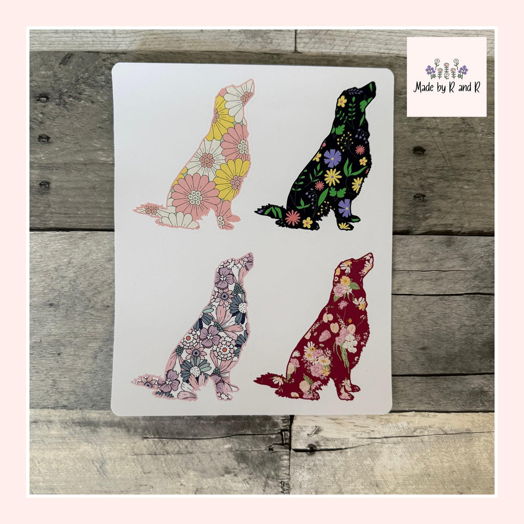 Floral Golden Retriever Stickers (set of 4)