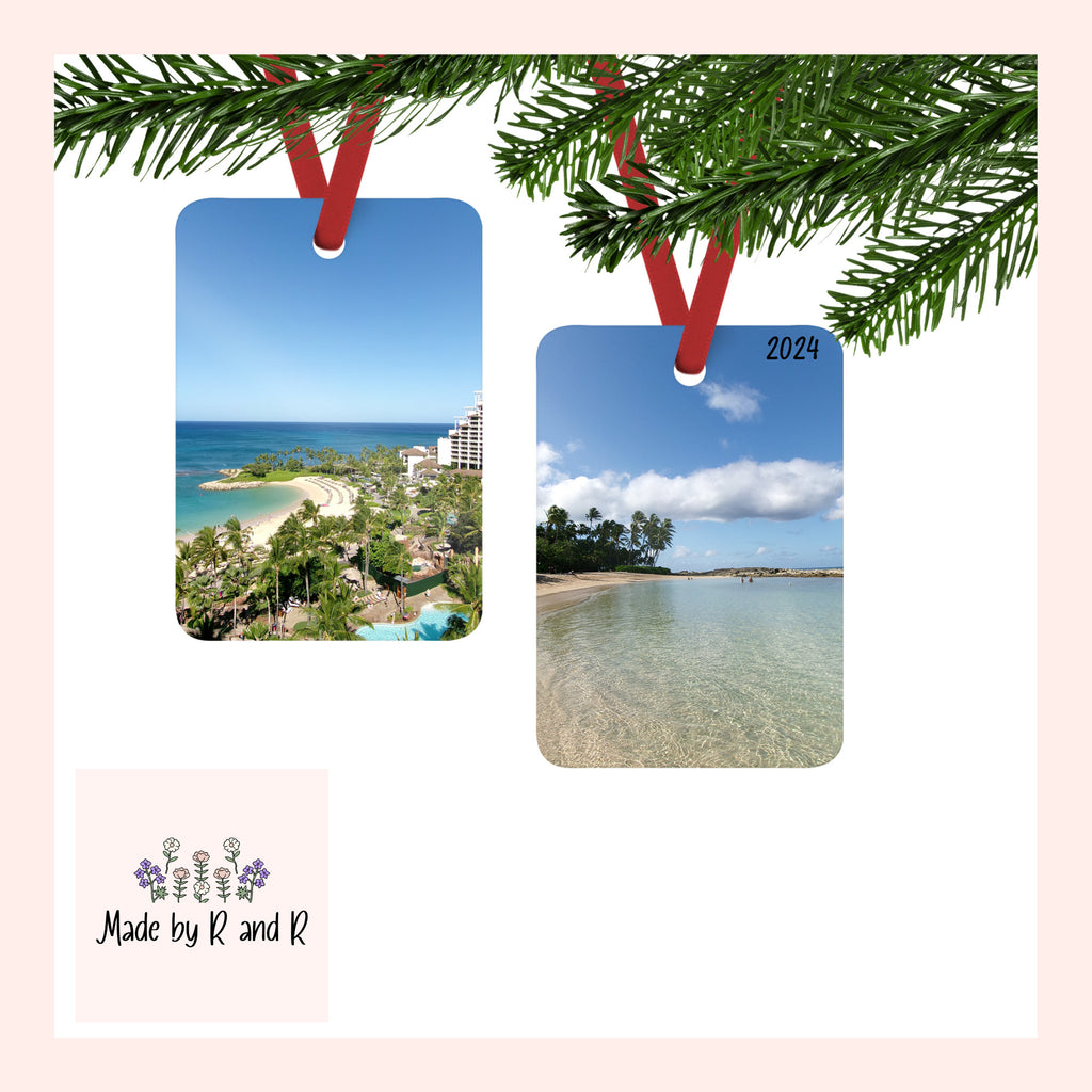 Custom Vertical Two-Sided Metal Christmas Photo Ornament