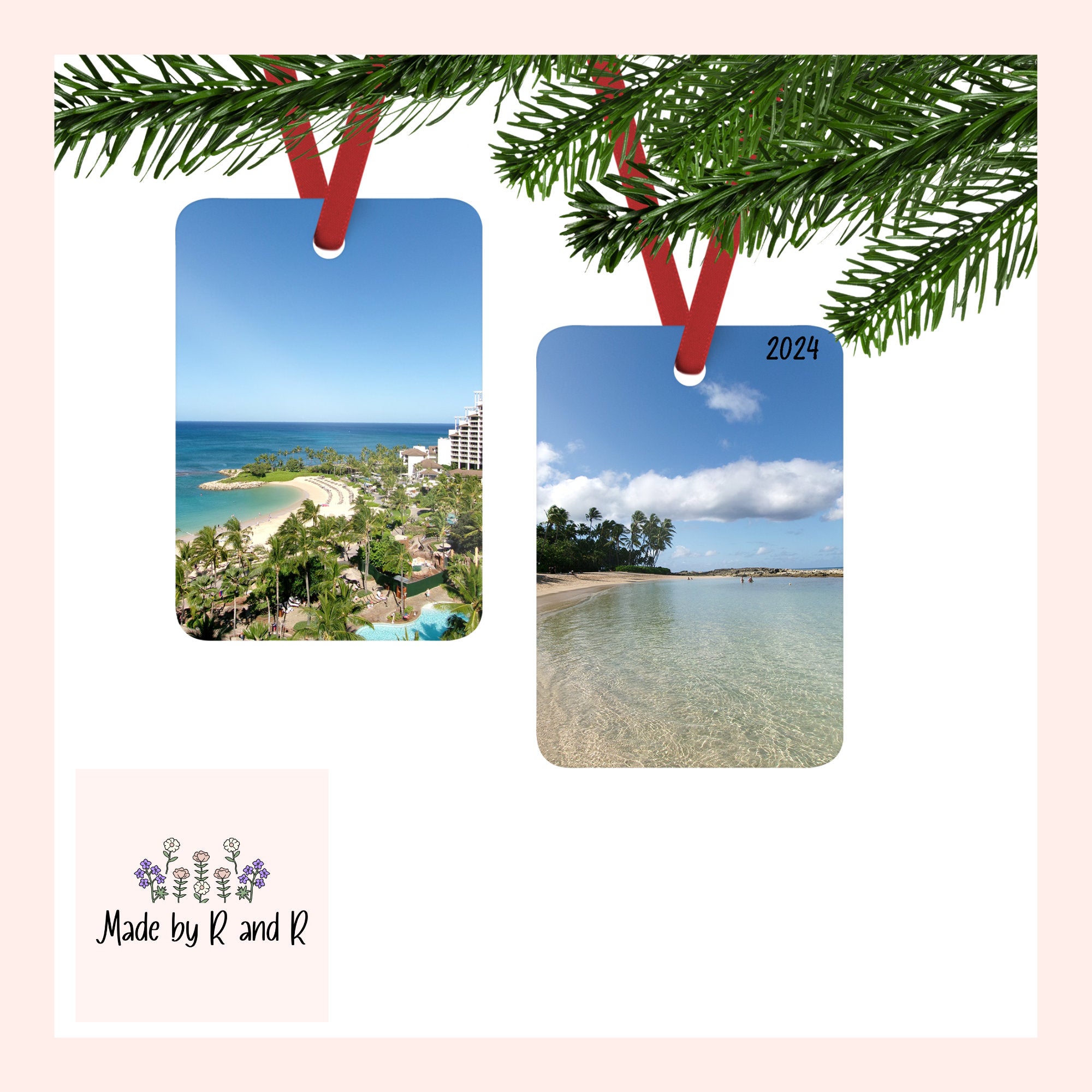 Custom Vertical Two-Sided Metal Christmas Photo Ornament