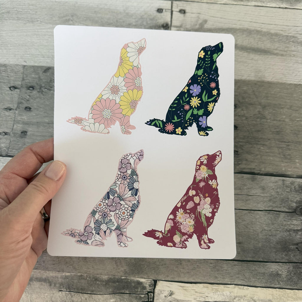 Floral Golden Retriever Stickers (set of 4)