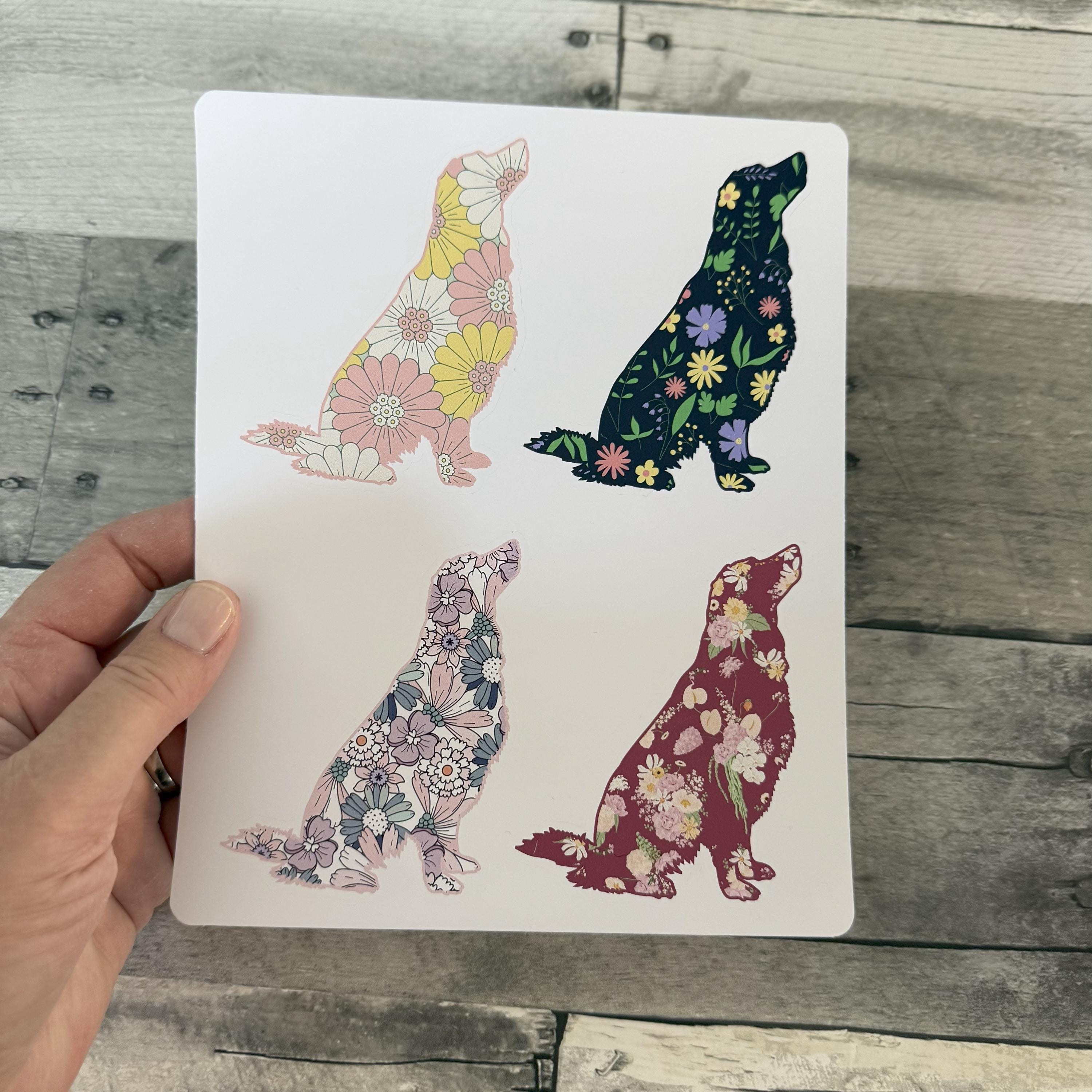 Floral Golden Retriever Stickers (set of 4)
