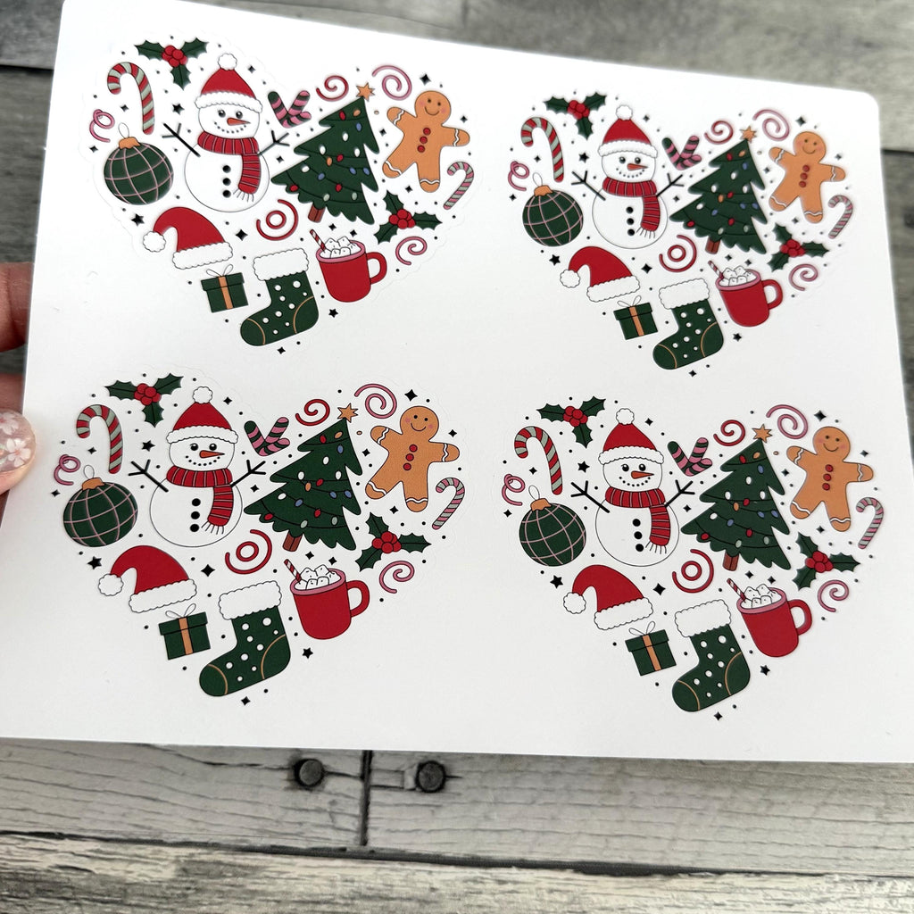 Christmas Heart Stickers (set of 4)