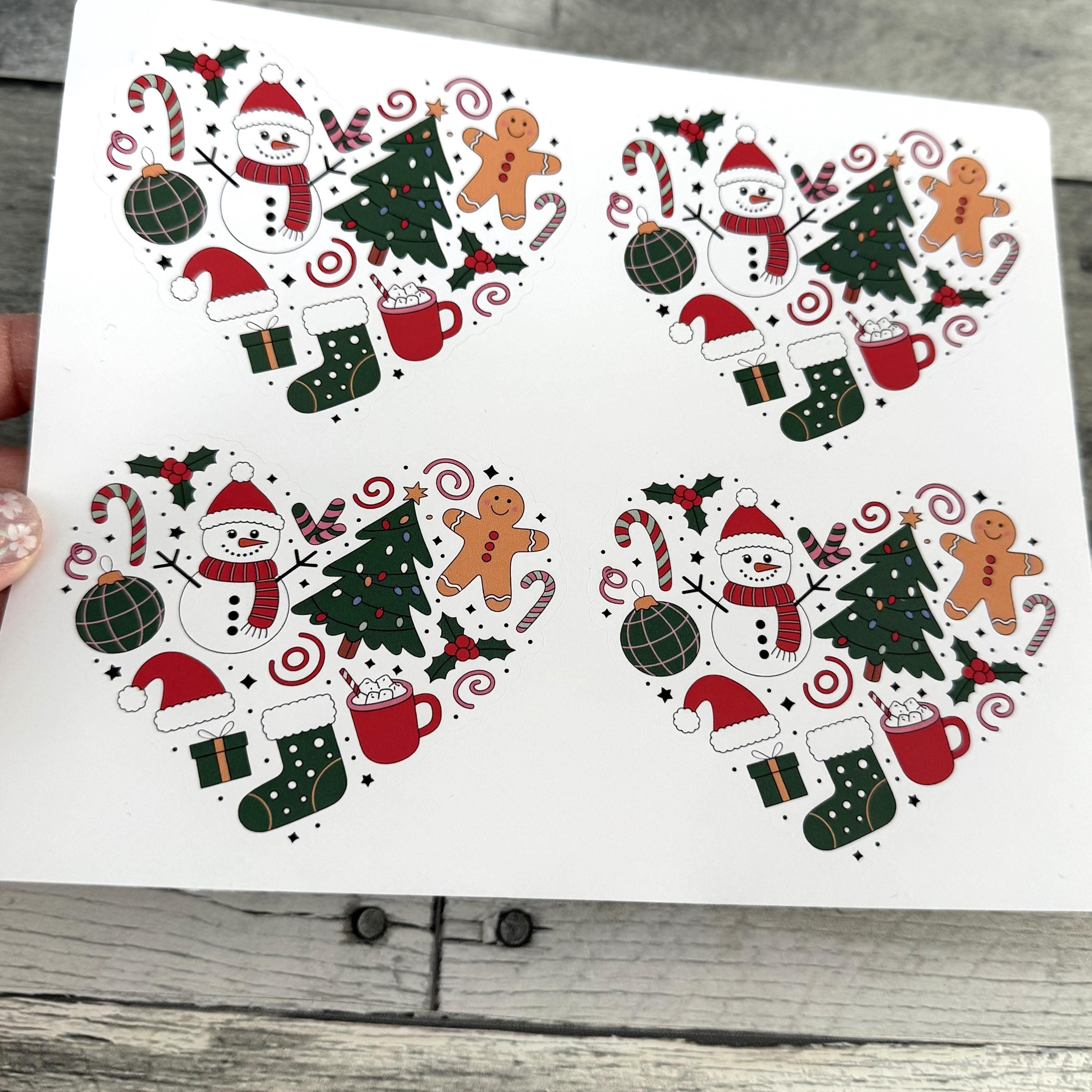 Christmas Heart Stickers (set of 4)