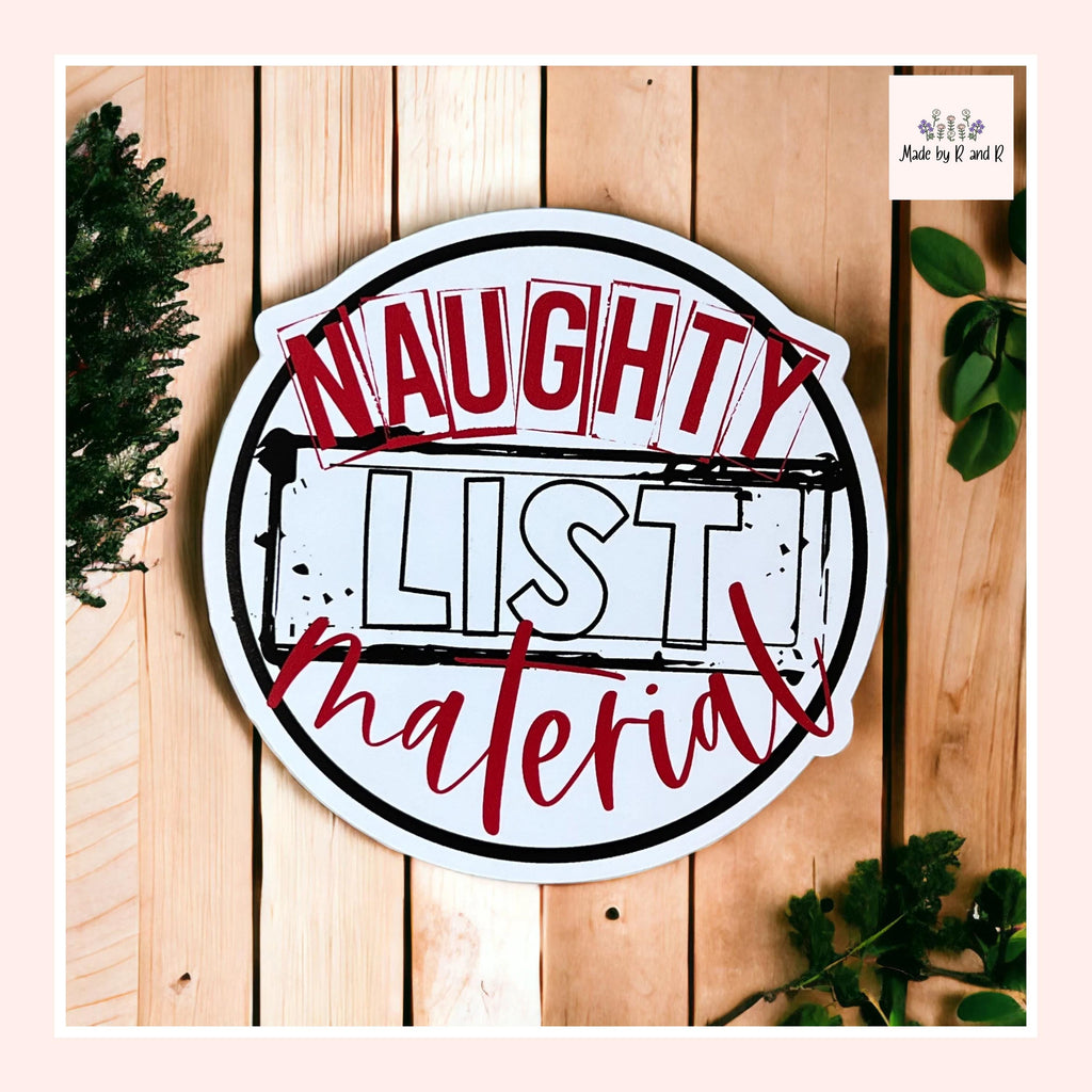 Naughty List Material Sticker