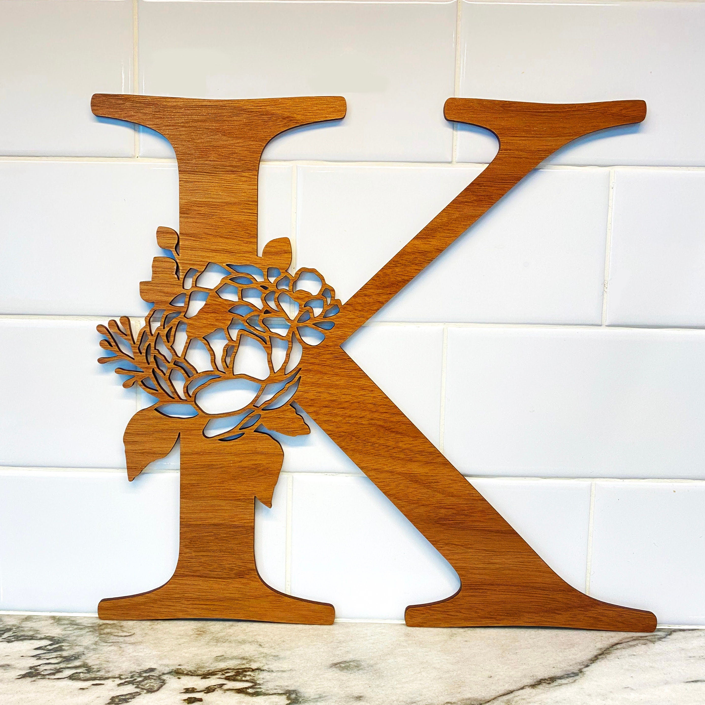 Floral Monogram Wood Sign