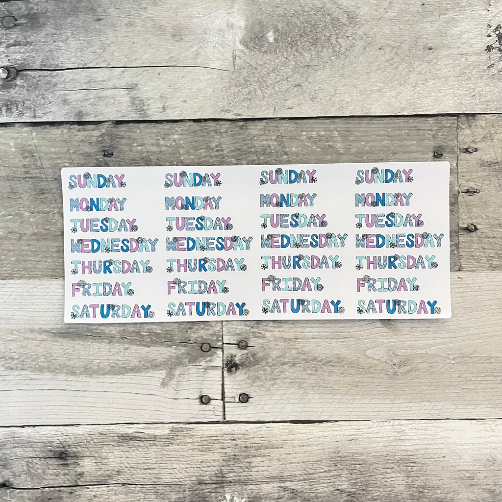 Winter Days of the Week Planner Stickers