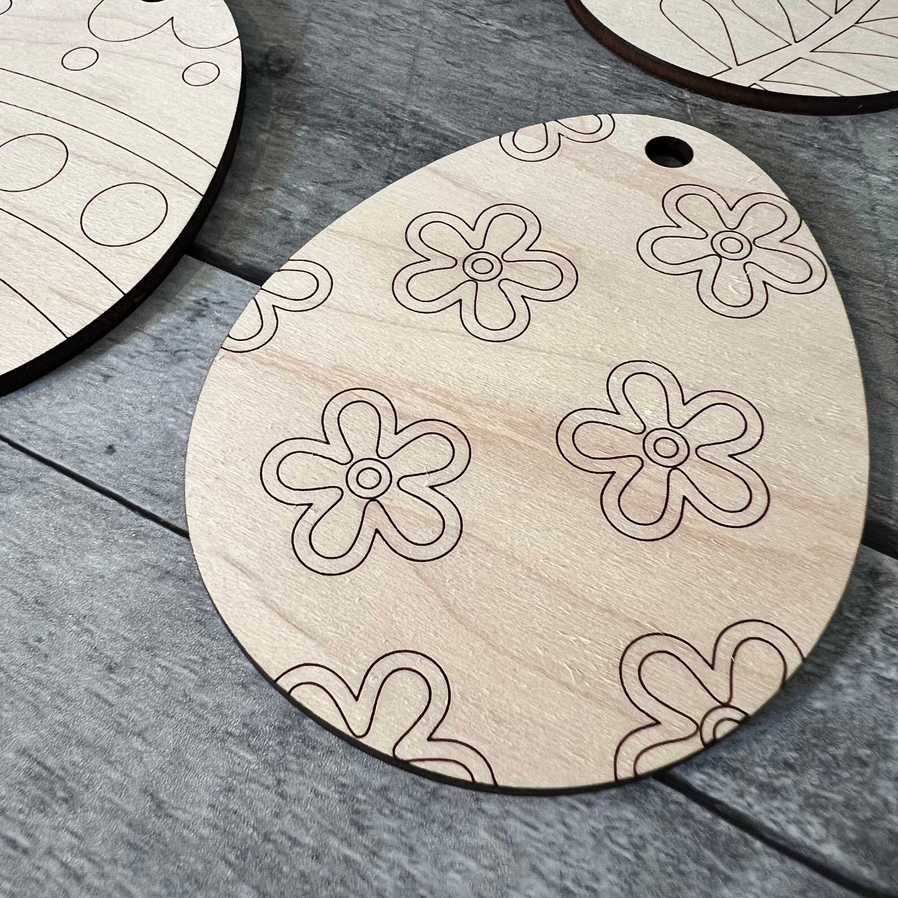 Wood Easter Egg Ornaments For Coloring (Set of 6)