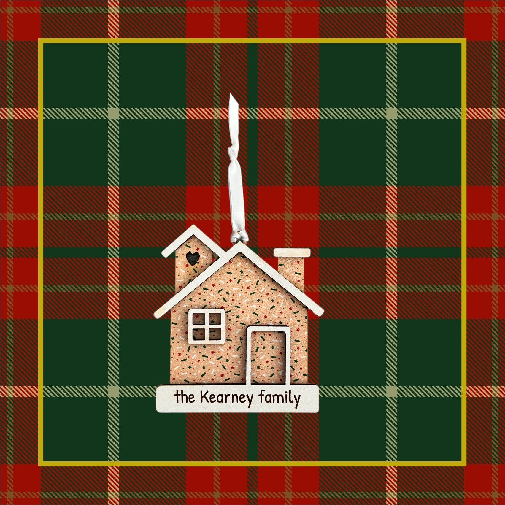 Personalized Family Name Gingerbread House Ornament