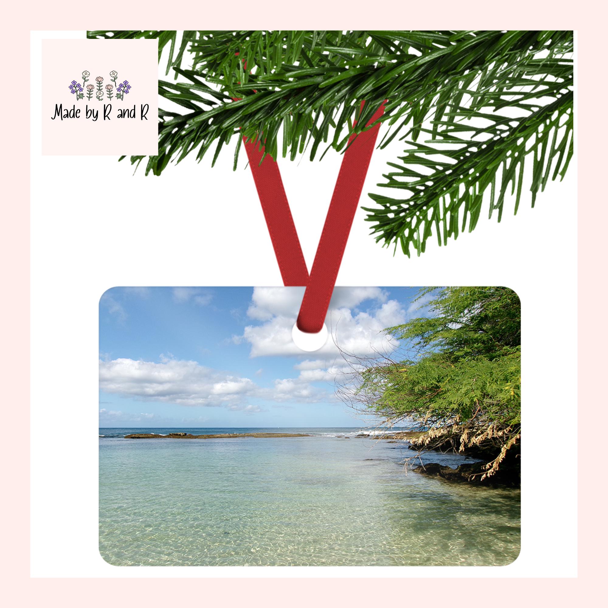 Custom Horizontal Two- Sided Metal Christmas Photo Ornament