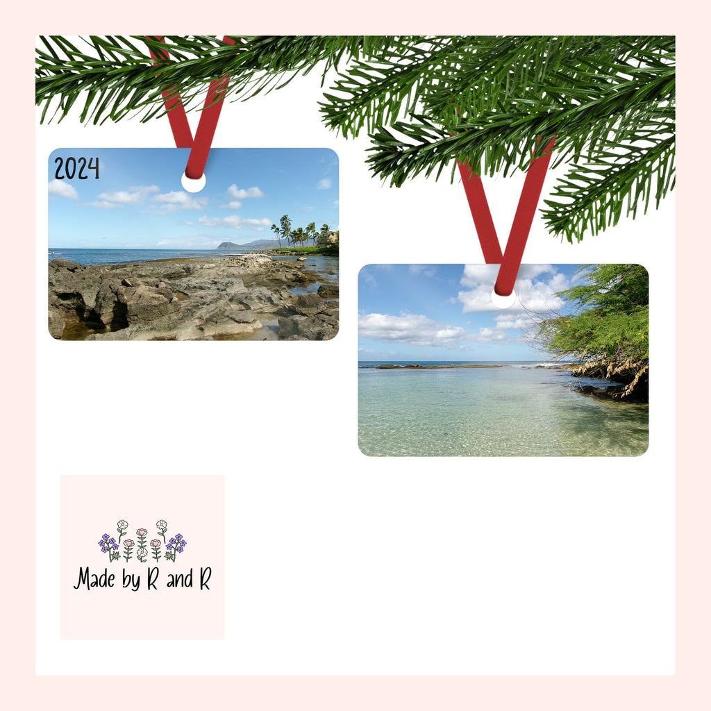 Custom Horizontal Two- Sided Metal Christmas Photo Ornament