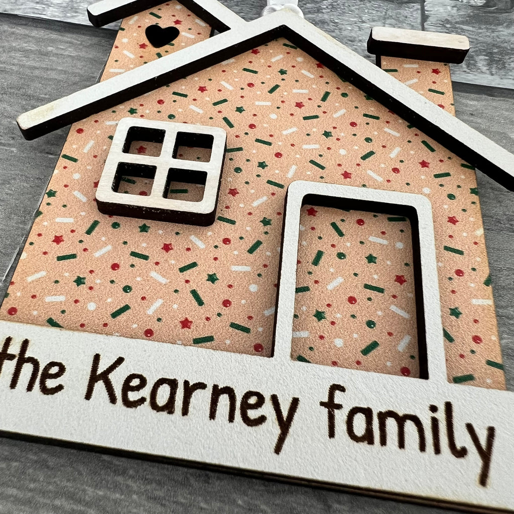 Personalized Family Name Gingerbread House Ornament