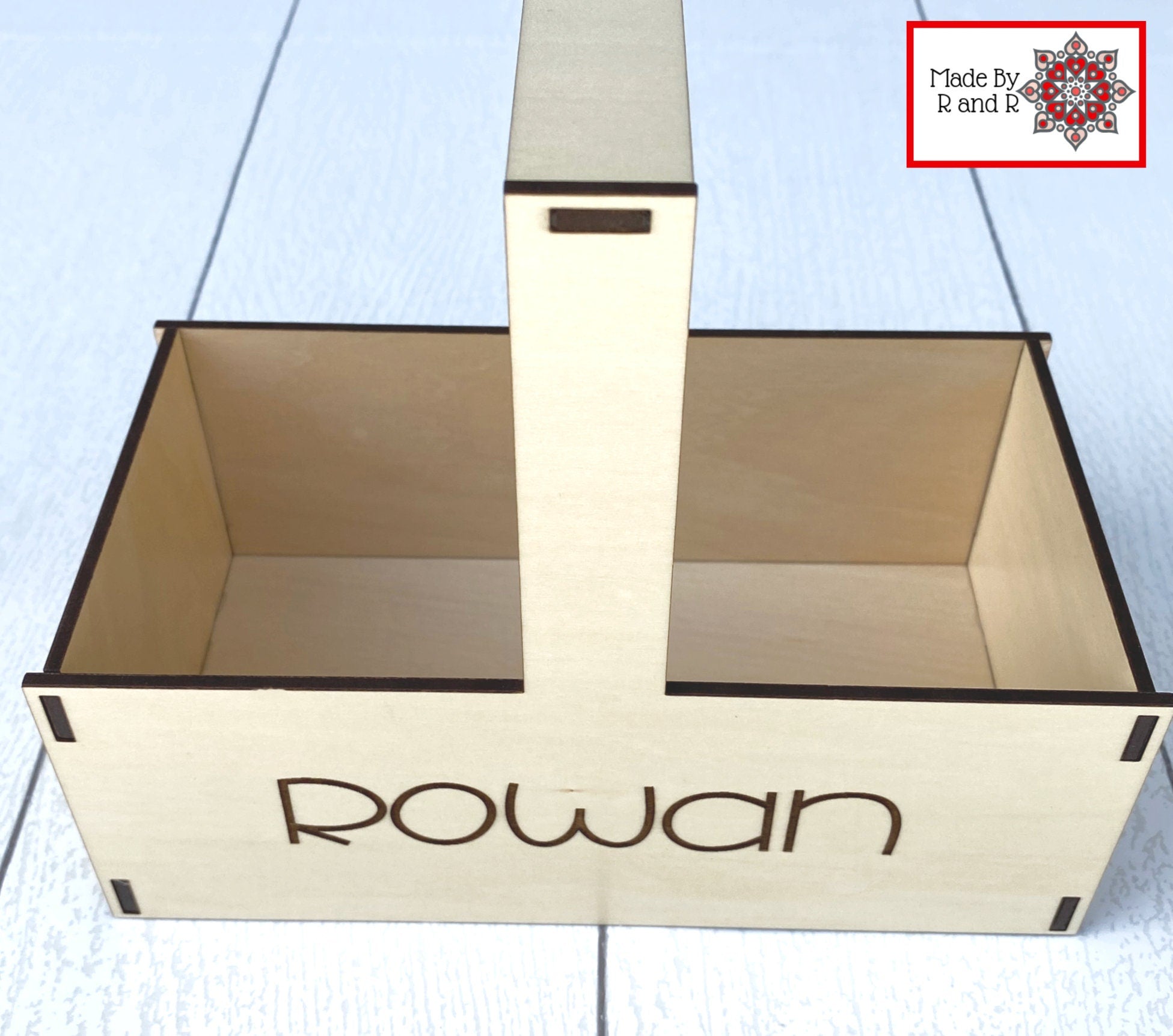Custom Wood Basket with Engraved Name From Made By R And R