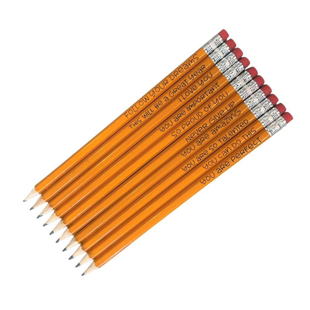 Motivational Pencils for Back To School, set of 10 From Made By R And R