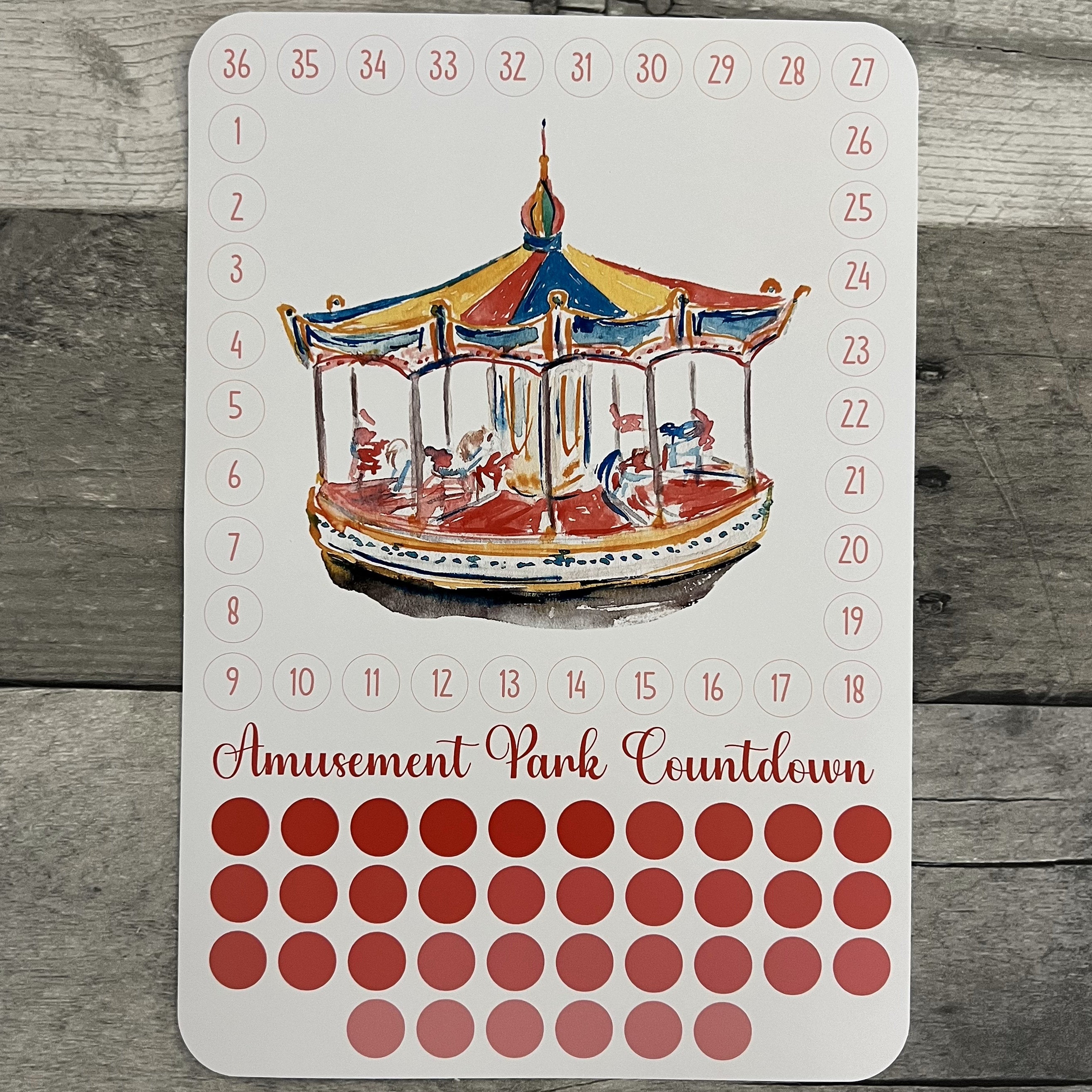 Amusement Park Countdown Activity Sticker (Choose One) From Made By R And R