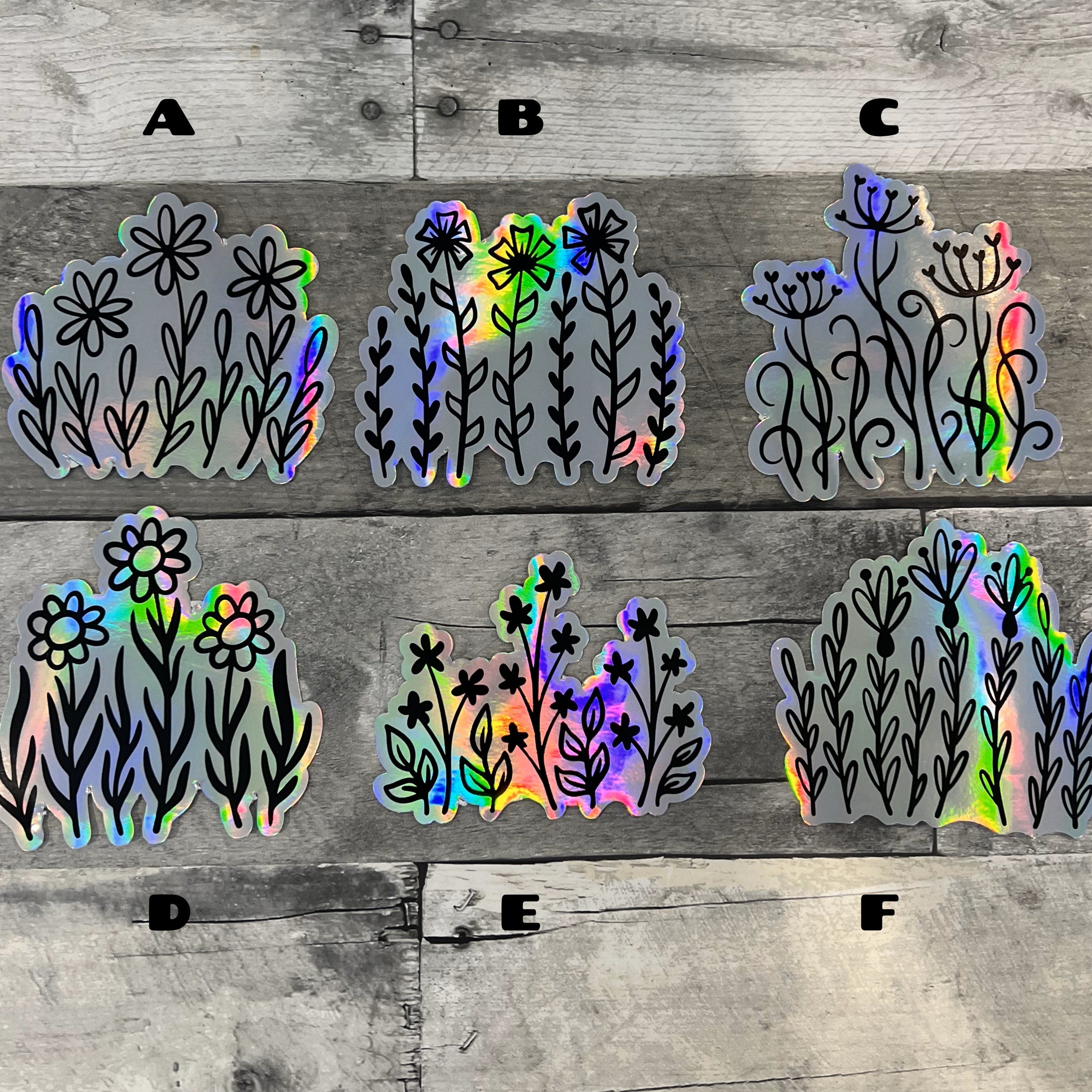 Holographic Floral Stickers (Choose One) From Made By R And R