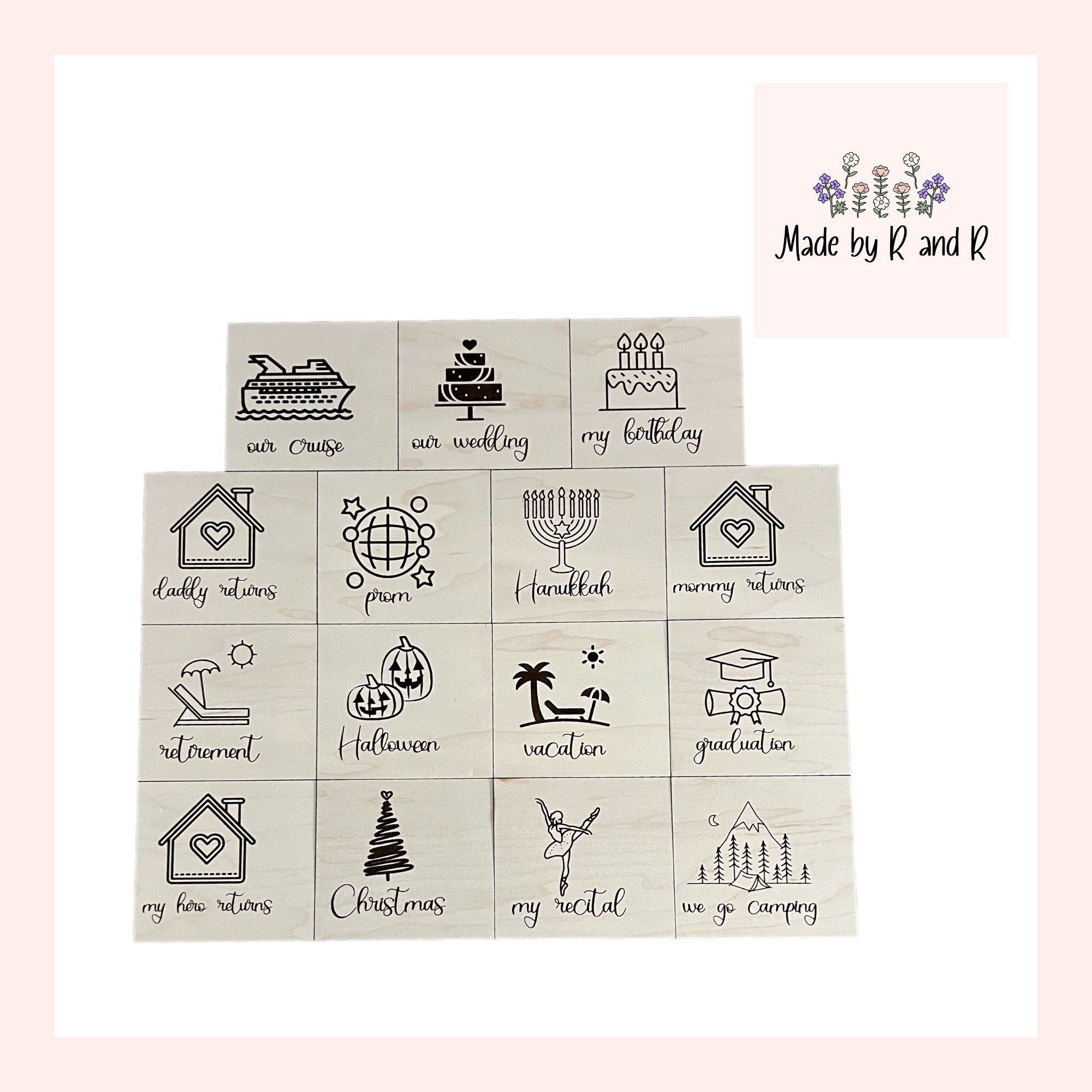 Interchangeable Wood Countdown Inserts (Base and numbers sold separately) From Made By R And R